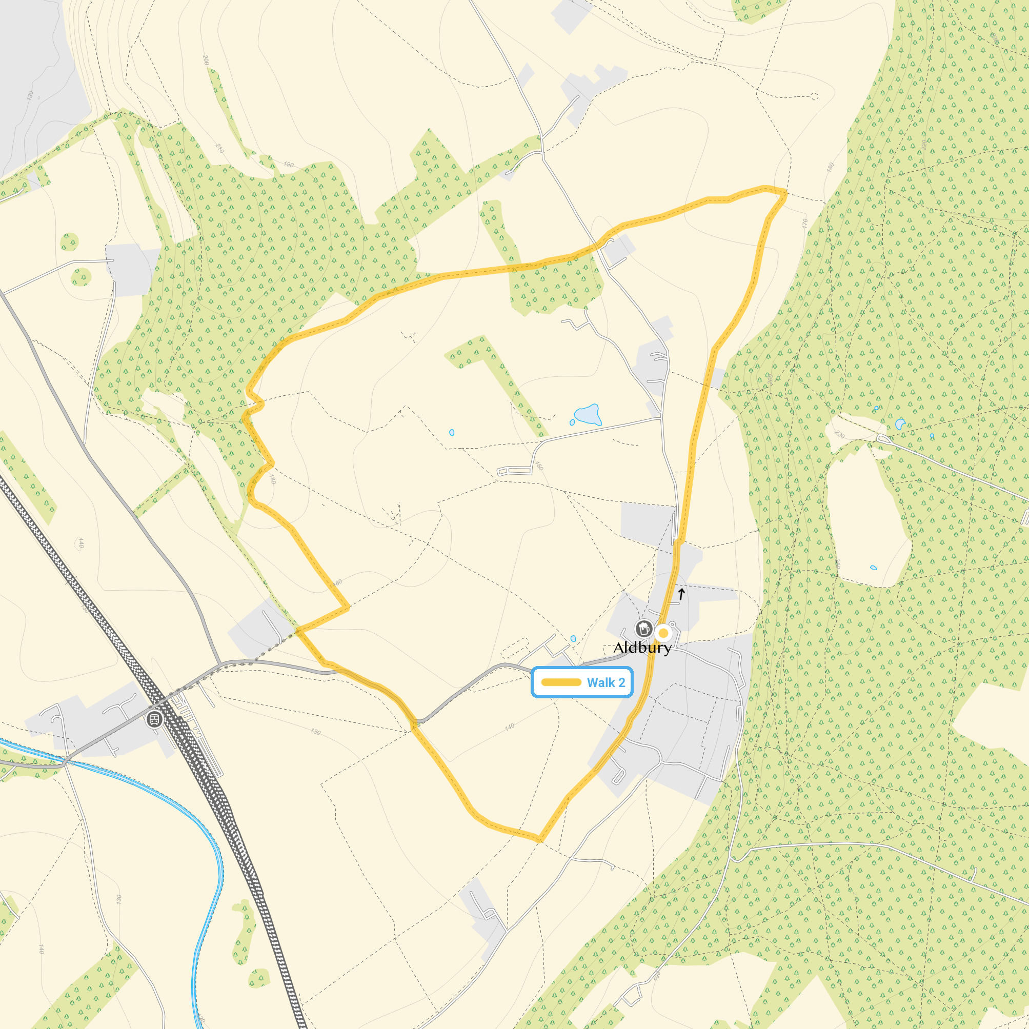 Route map for Walk 2, a 3.5 mile circular walk in Hertfordshire