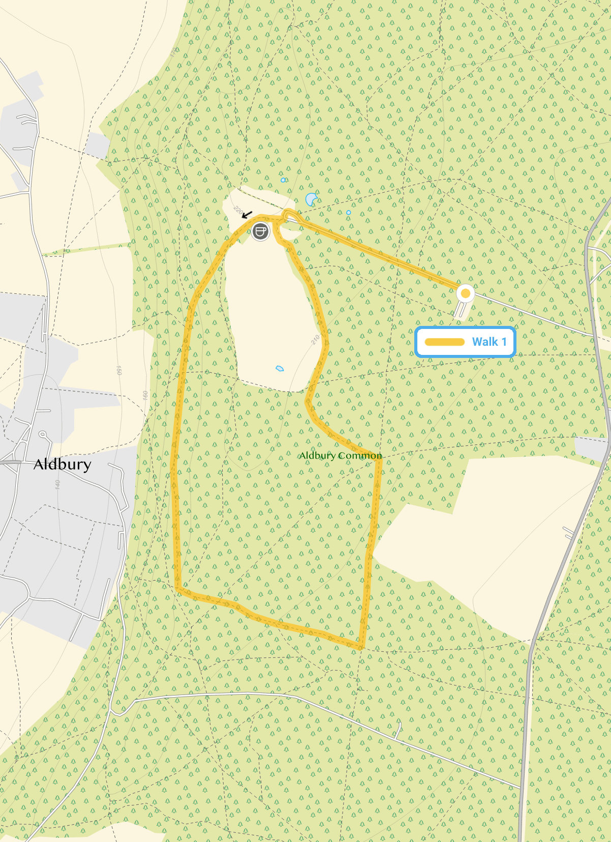 Route map for Ashridge Estate Walk 1, a 2.25 mile circular walk in Hertfordshire
