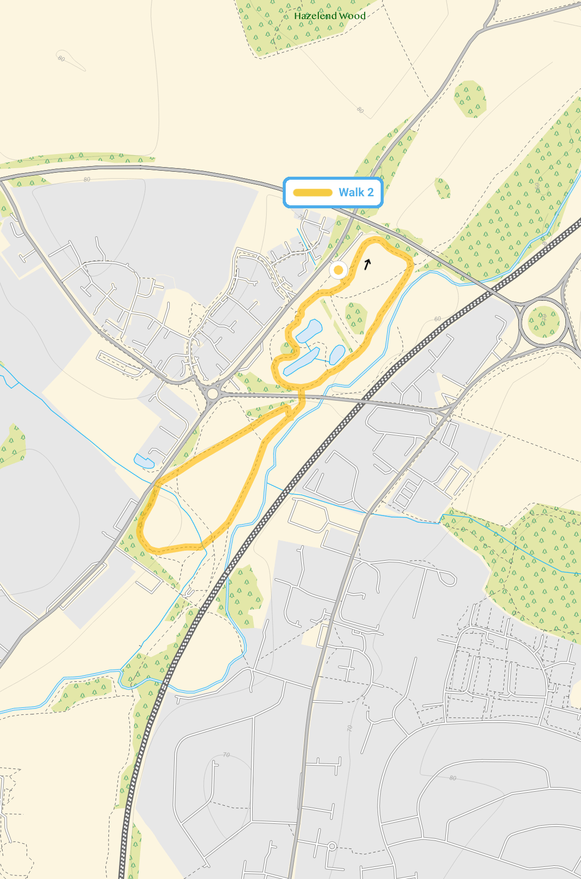 Route map for Bat Willow Hurst Walk 2, a 1.25 mile circular walk in Hertfordshire