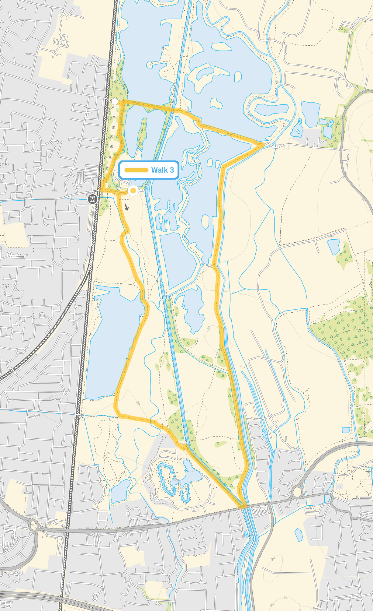 Route map for Cheshunt Walk 3, a 4 mile circular walk in Hertfordshire