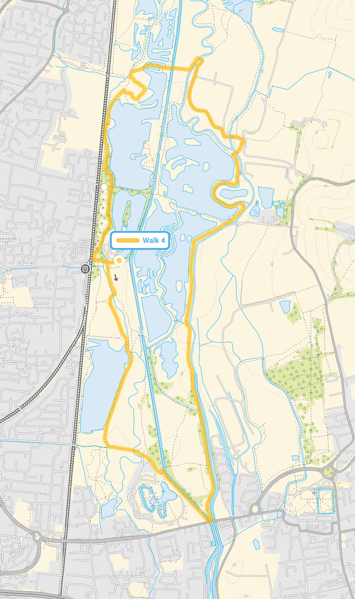 Route map for Cheshunt Walk 4, a 5.5 mile circular walk in Hertfordshire
