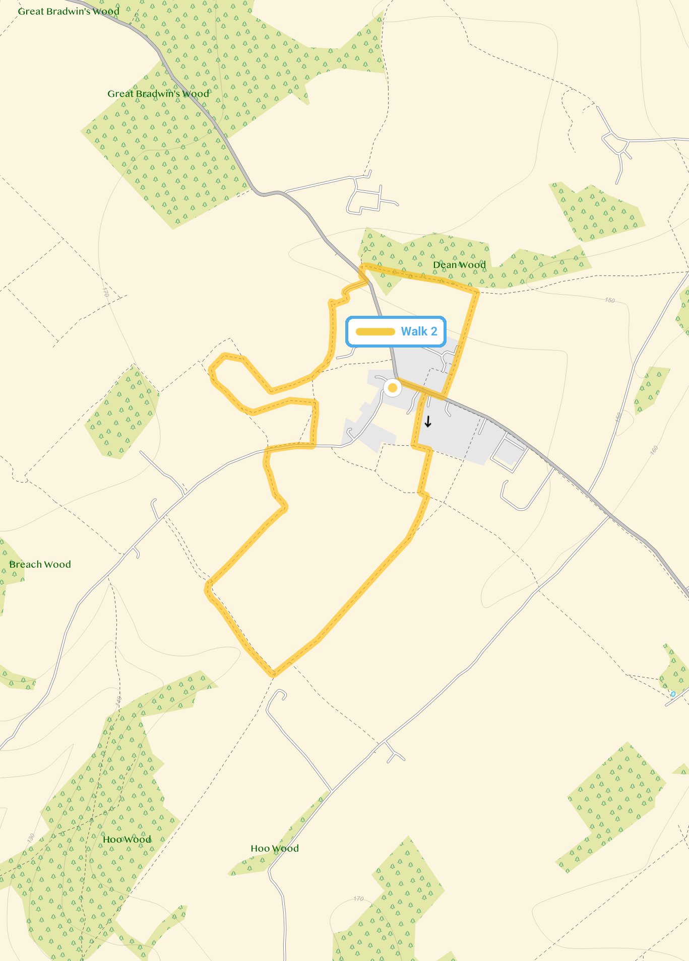 Route map for Jockey End Walk 2, a 2.75 mile circular walk in Hertfordshire