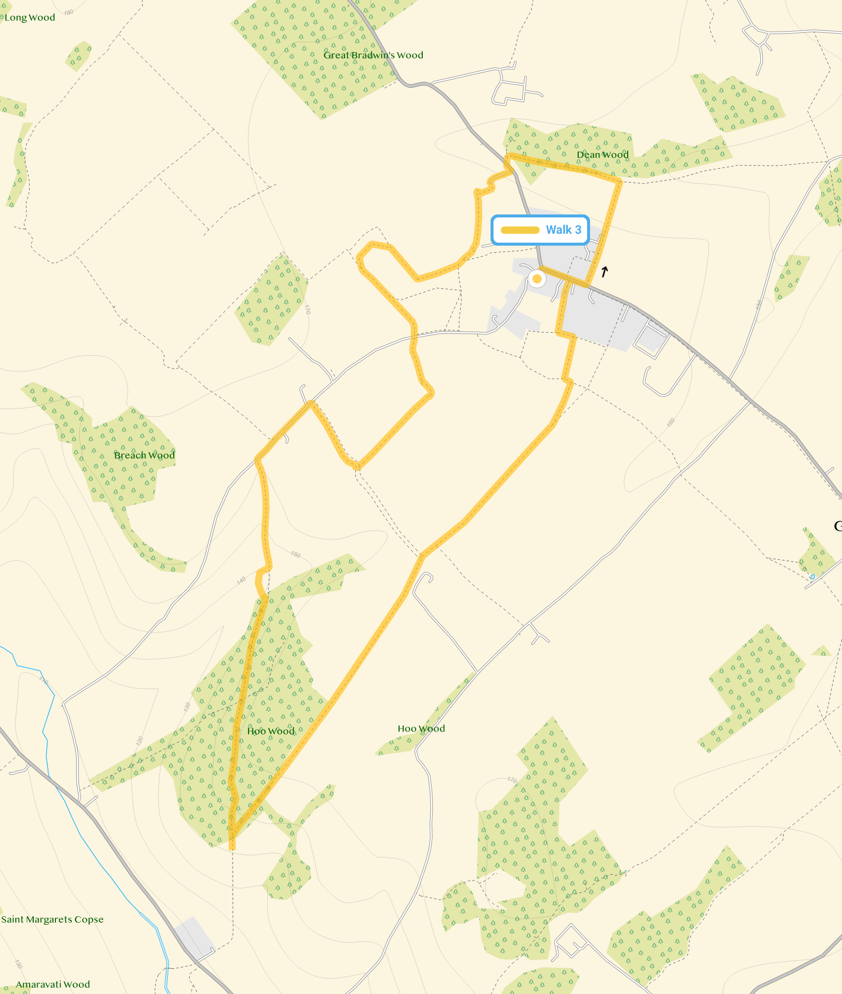 Route map for Jockey End Walk 3, a 4 mile circular walk in Hertfordshire