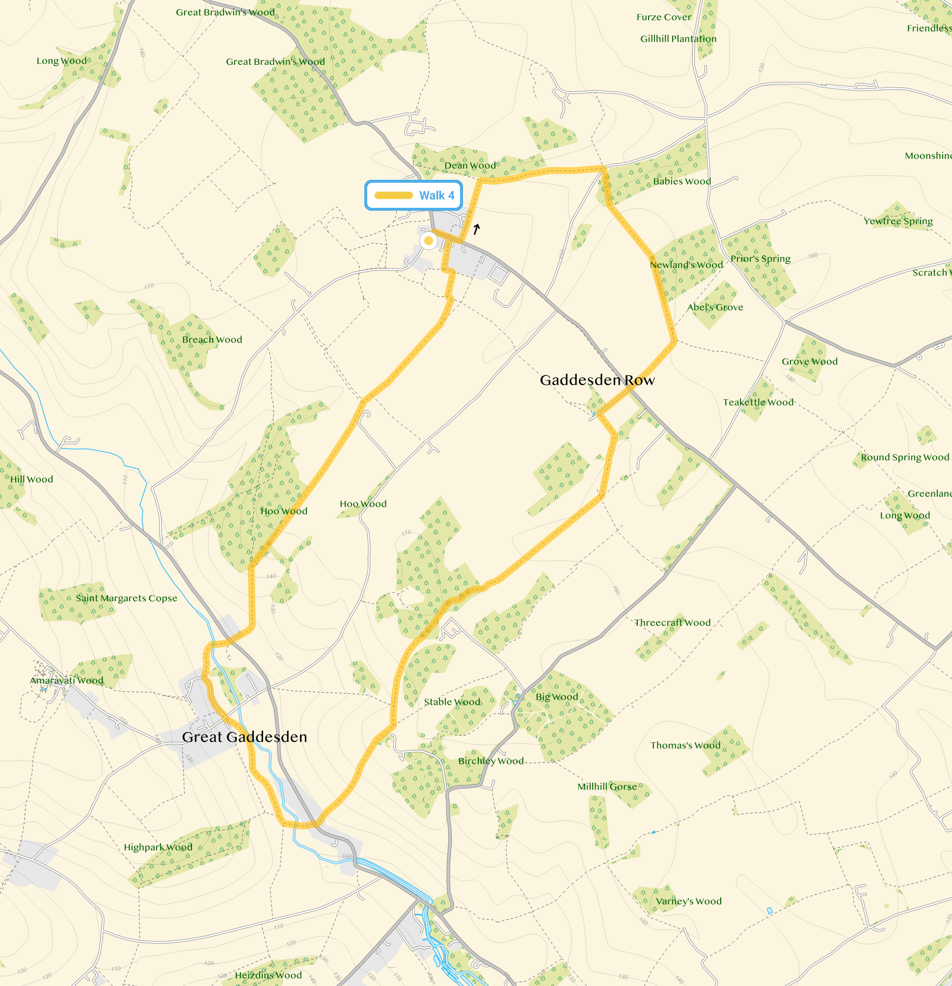 Route map for Jockey End Walk 4, a 5.75 mile circular walk in Hertfordshire
