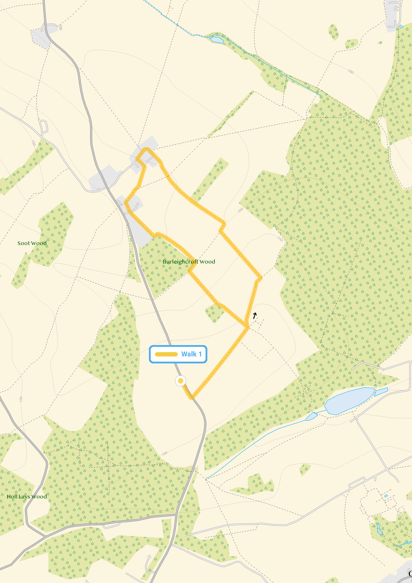 Route map for Langley Walk 1, a 2.25 mile circular walk in Hertfordshire