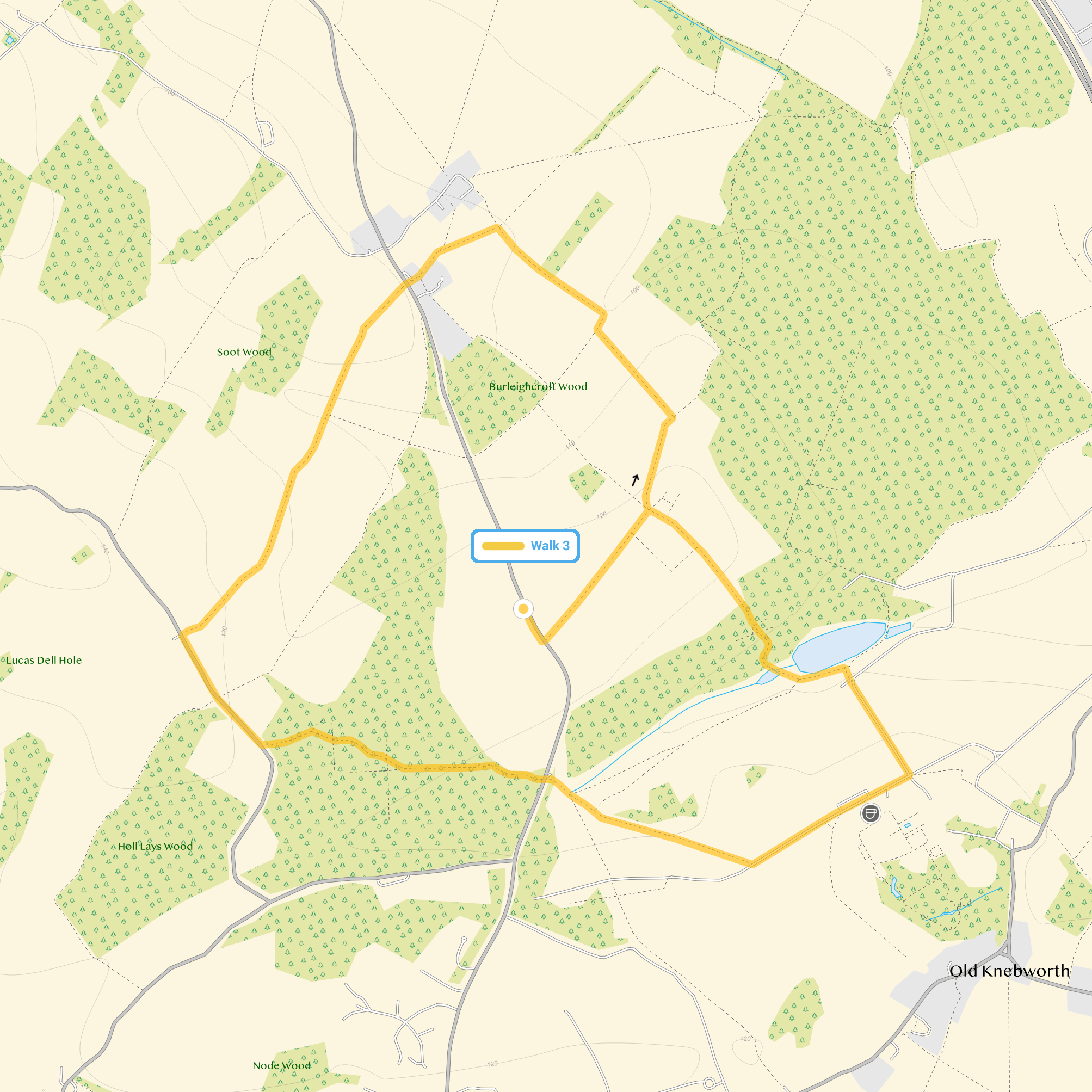 Route map for Langley Walk 3, a 4.5 mile circular walk in Hertfordshire