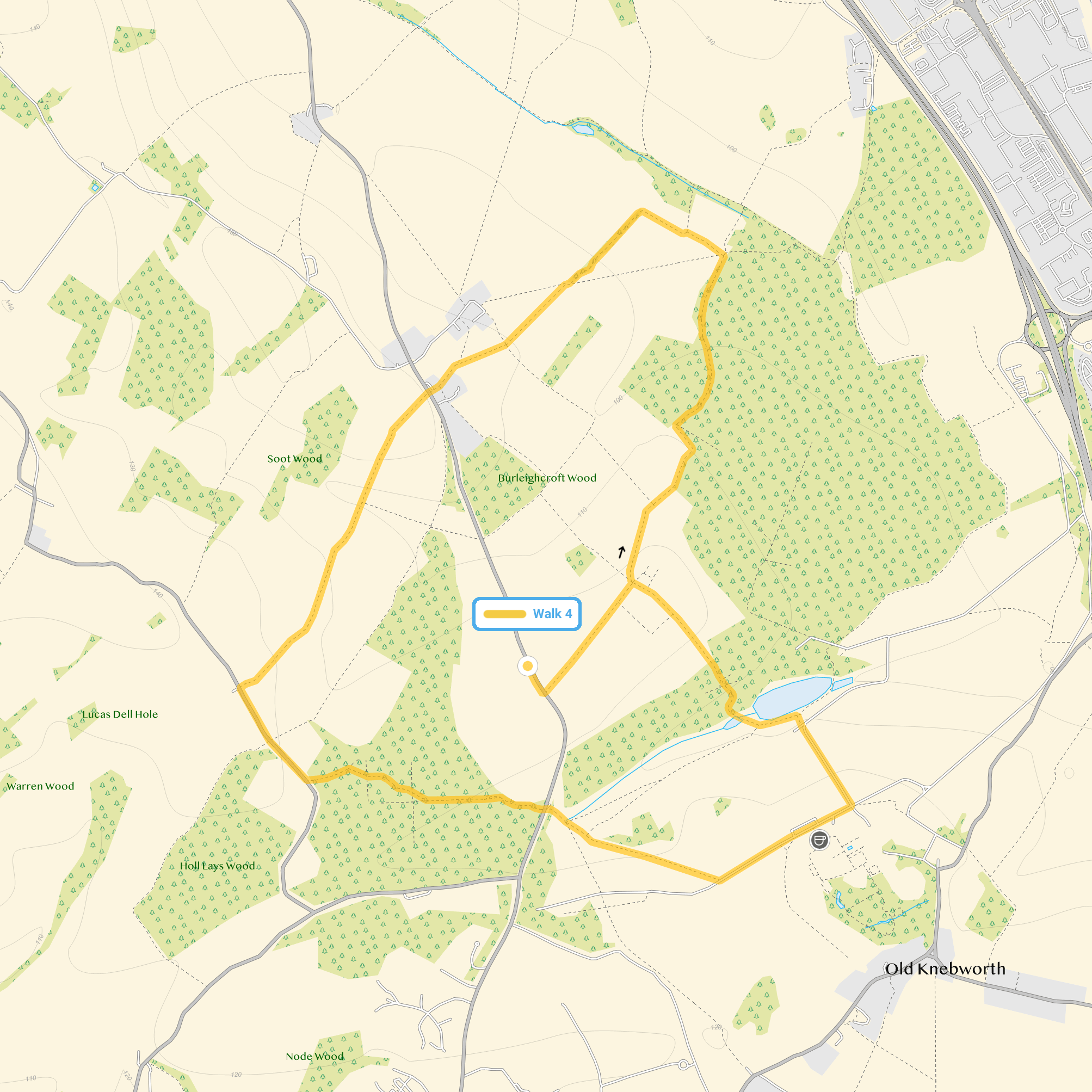 Route map for Langley Walk 4, a 5 mile circular walk in Hertfordshire