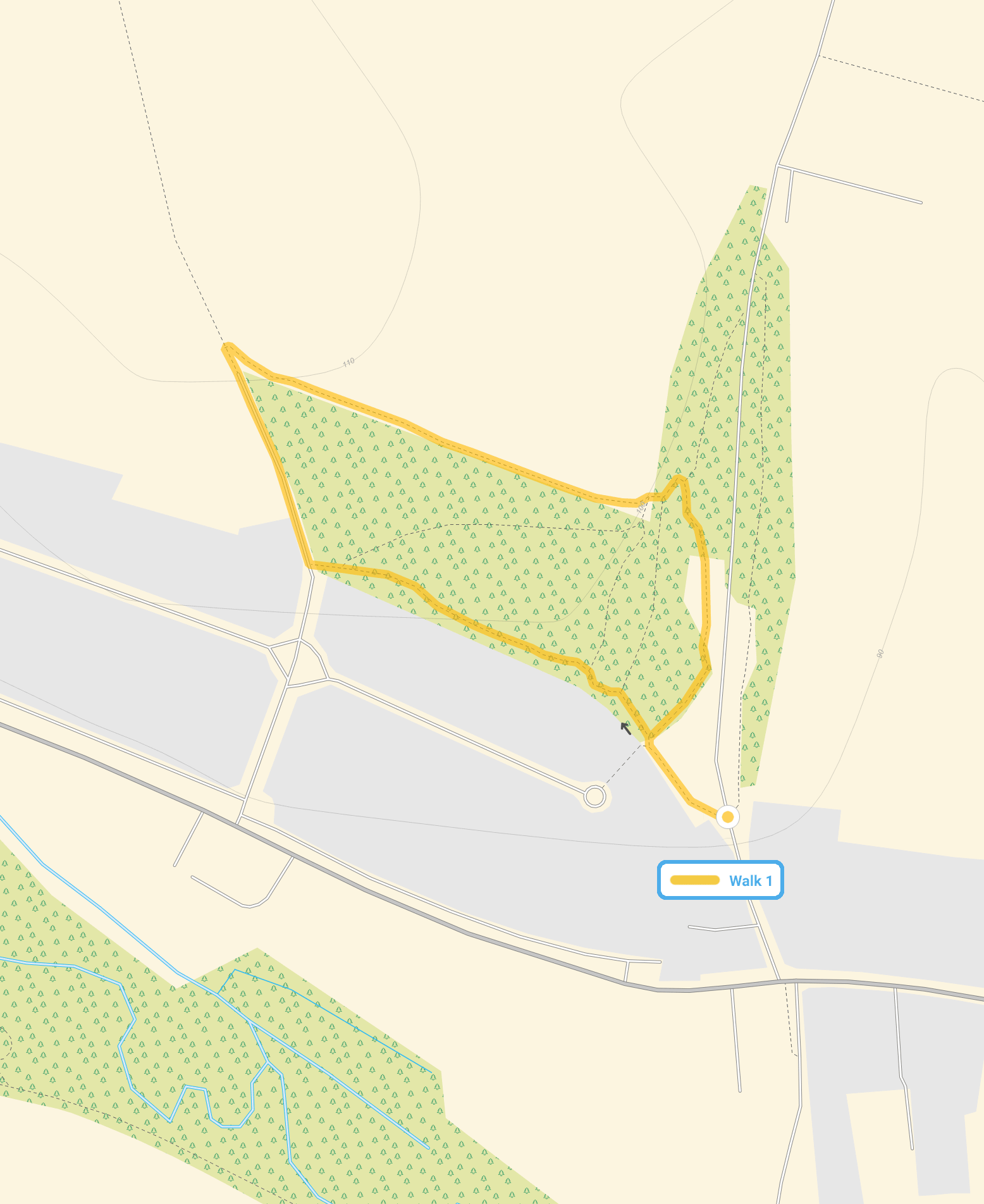 Route map for Marshall's Heath Walk, a 0.75 mile circular walk in Hertfordshire