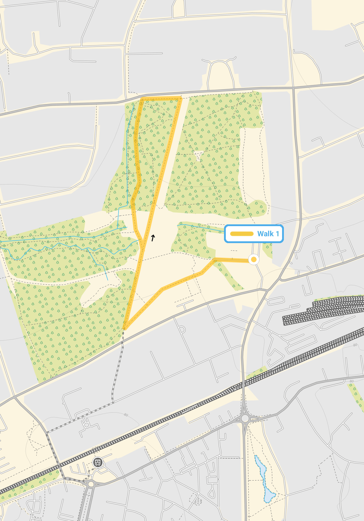 Route map for Norton Common Walk 1, a 1.25 mile circular walk in Hertfordshire