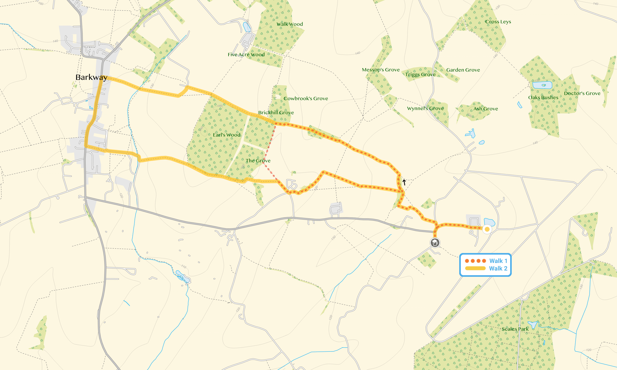 Route map for Nuthampstead Walk 1, a 2.75 mile circular walk in Hertfordshire