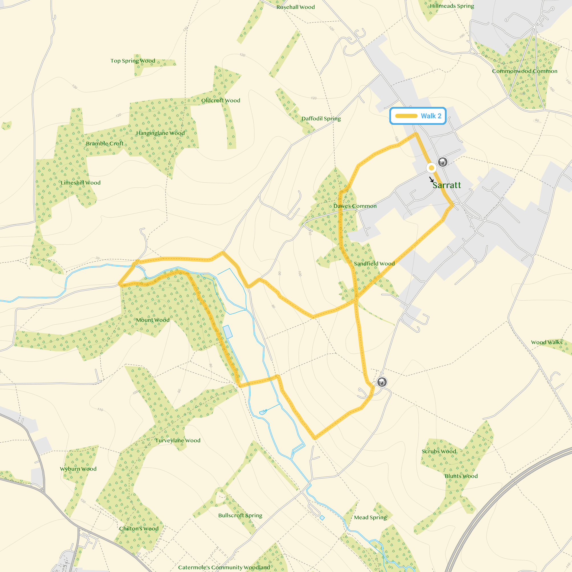Expanded route map for The Boot Pub Walk, Sarratt