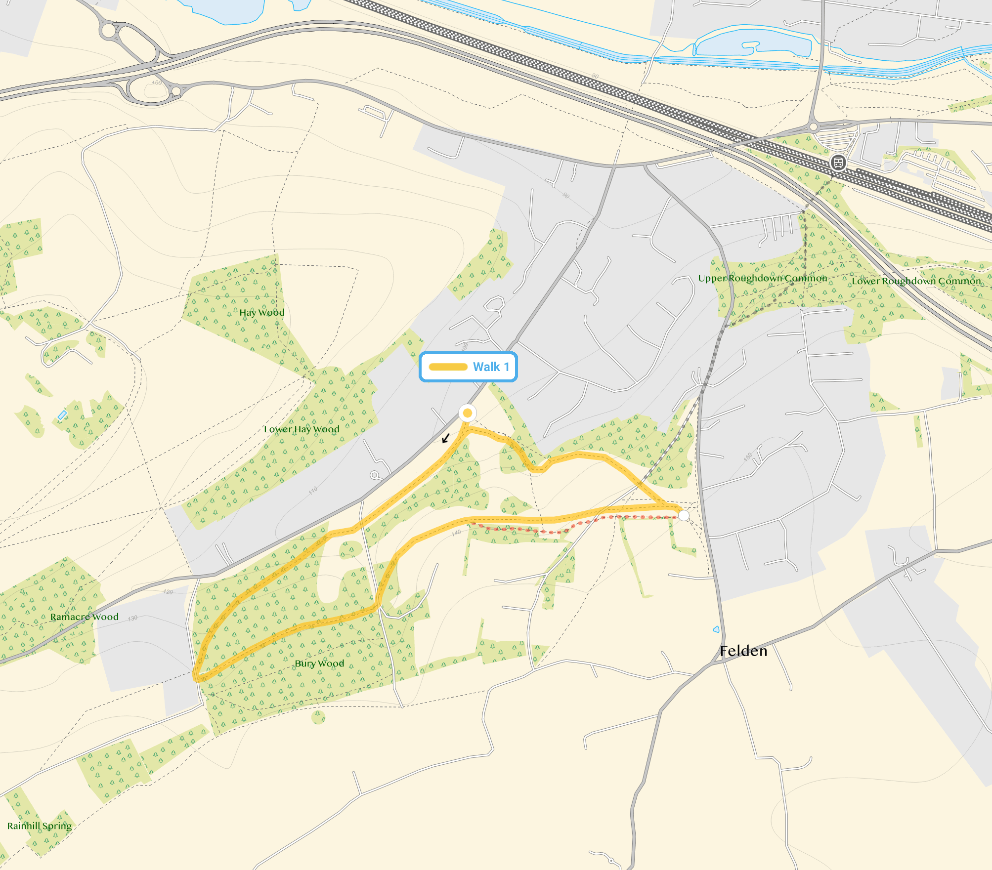 Route map for Sheethanger Common Walk 1, a 1.5 mile circular walk in Hertfordshire