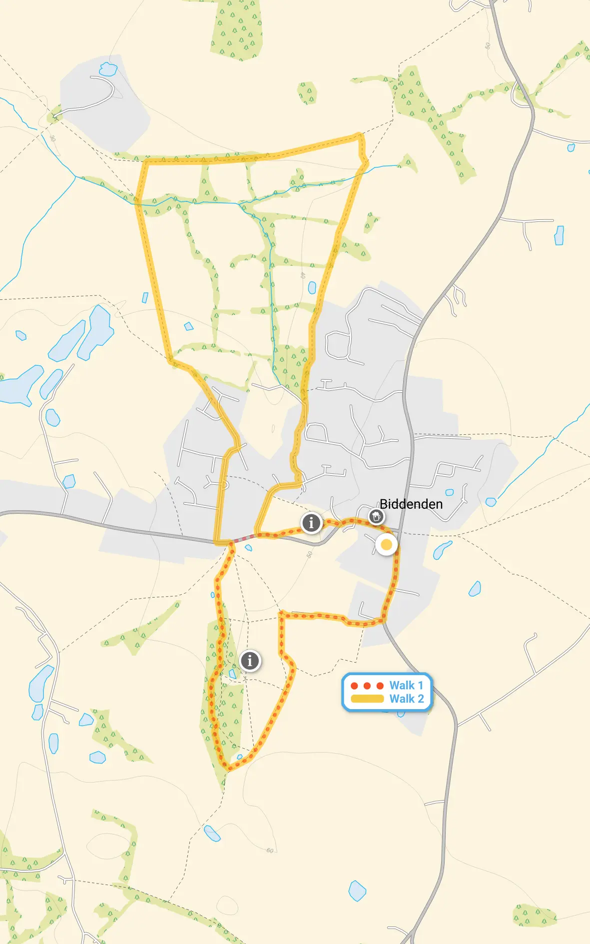 Route map for Biddenden Walk 1, a 1.25 mile circular walk in Kent