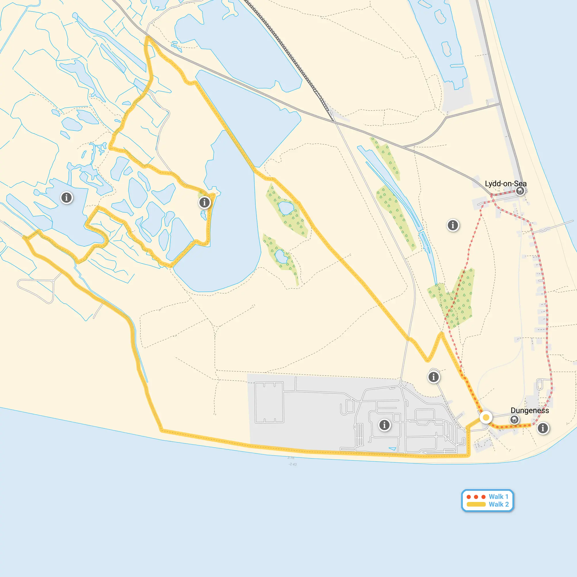 Route map for Dungeness Walk 1, a 3 mile circular walk in Kent