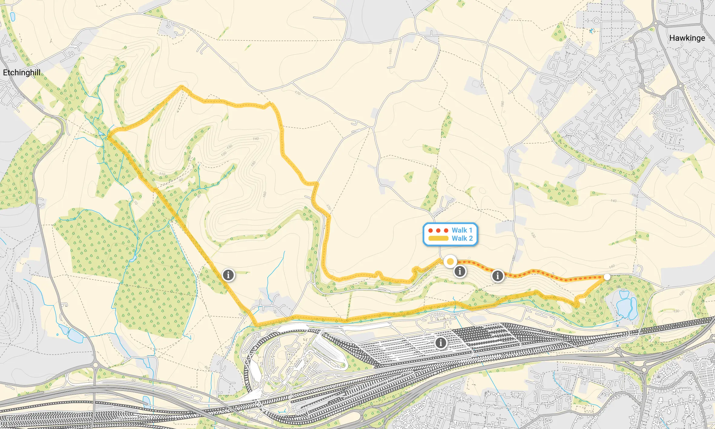 Route map for Folkestone White Horse Walk 1, a 1.25 mile circular walk in Kent