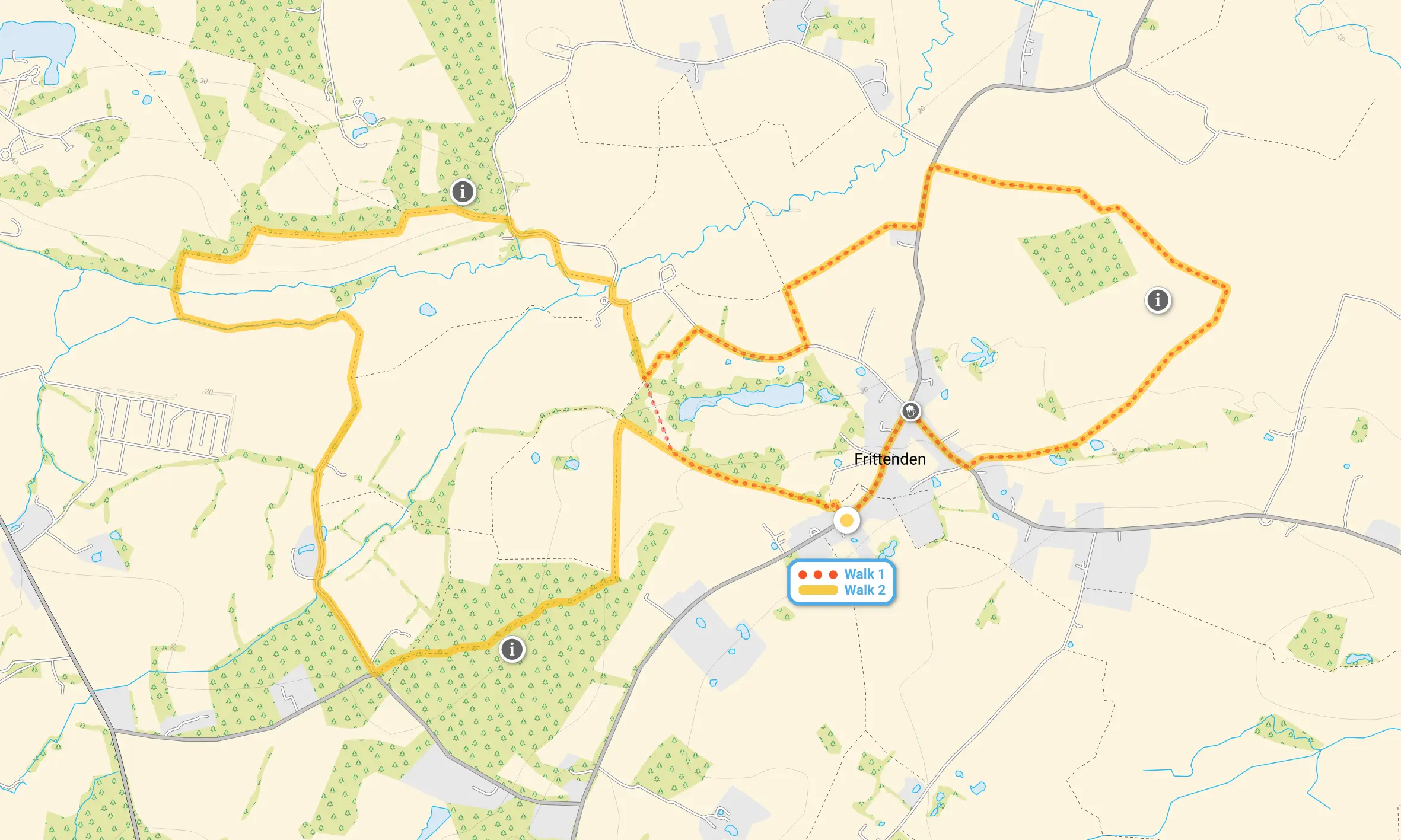 Route map for Frittenden Walk 1, a 3 mile circular walk in Kent