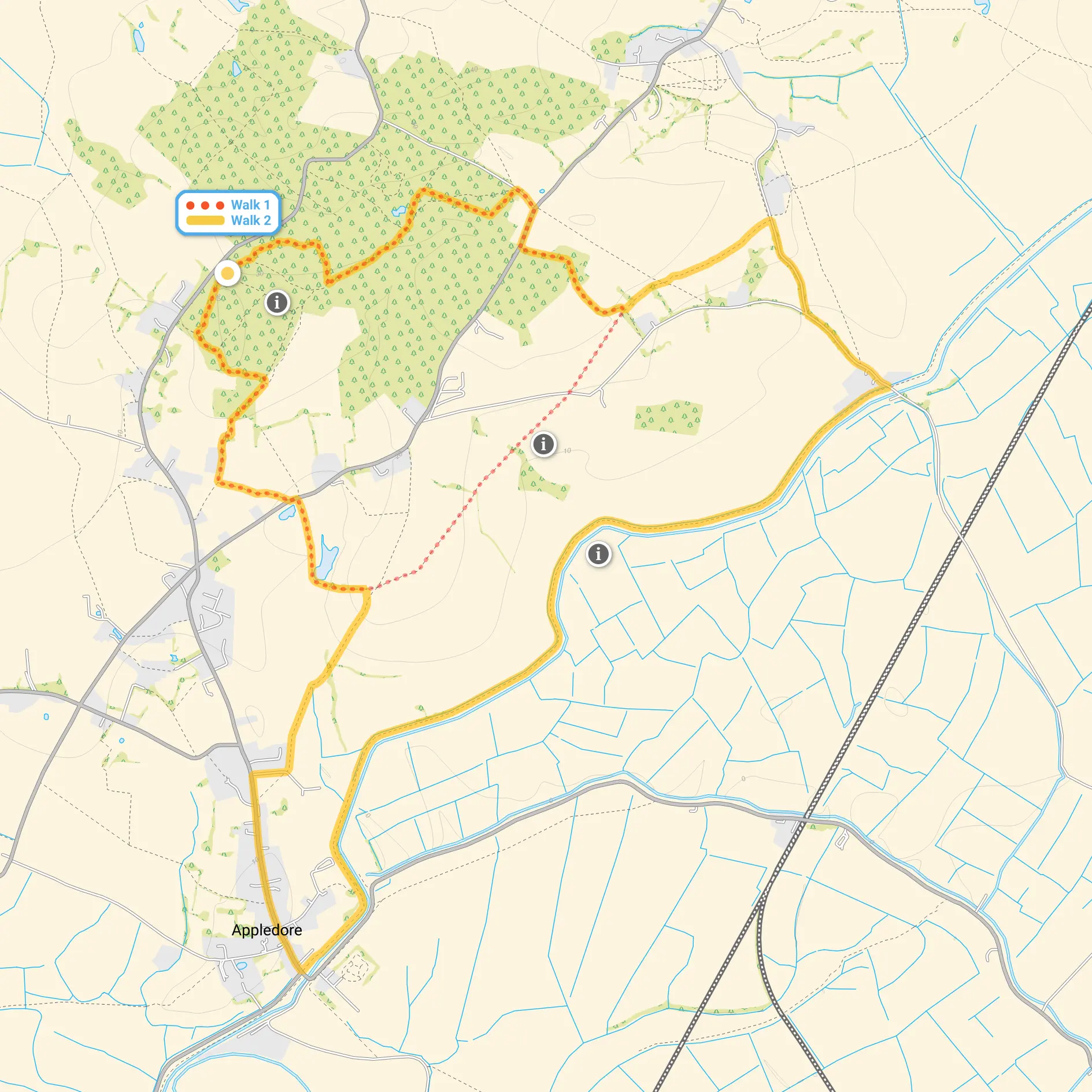 Route map for Great Heron Wood Walk 1, a 3.5 mile circular walk in Kent