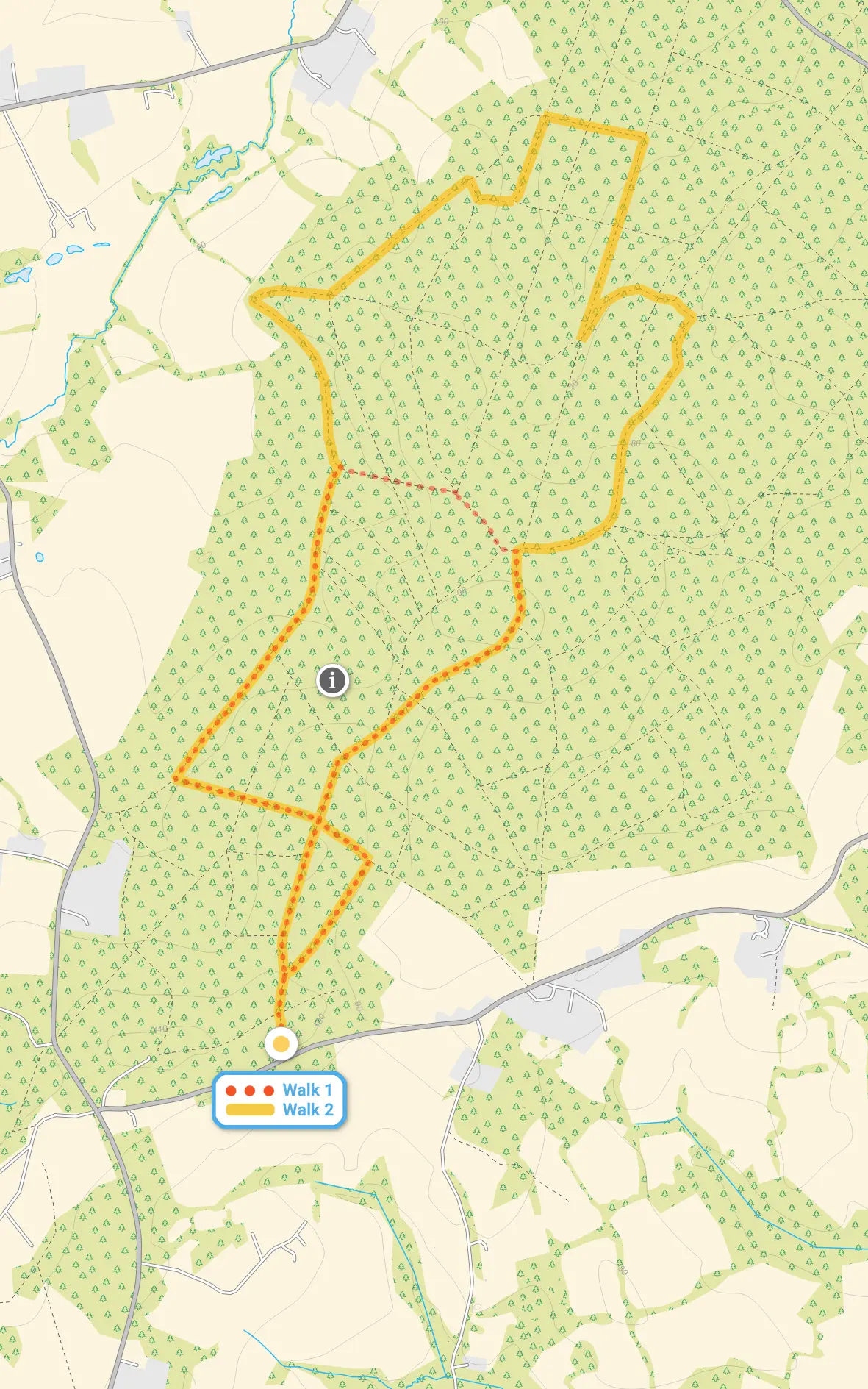 Route map for Hemsted Forest Walk 1, a 2.25 mile circular walk in Kent