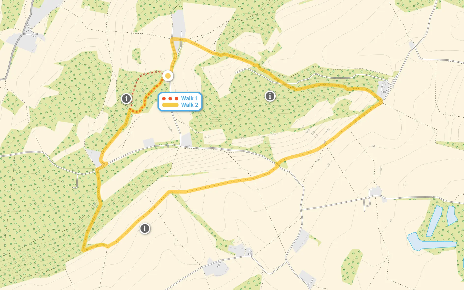 Route map for Holly Hill Walk 1, a 0.5 mile circular walk in Kent