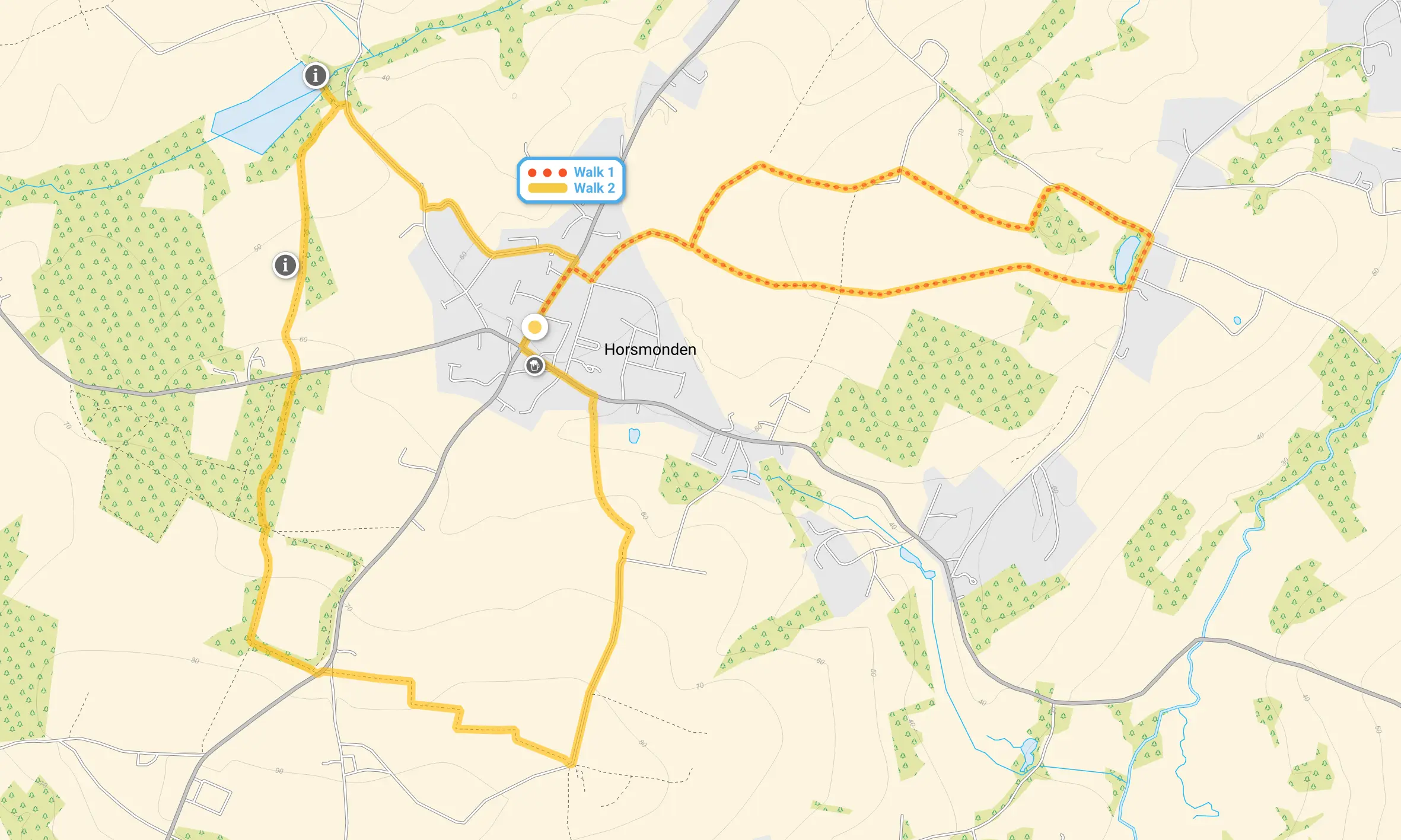 Route map for Horsmonden Walk 1, a 2.25 mile circular walk in Kent