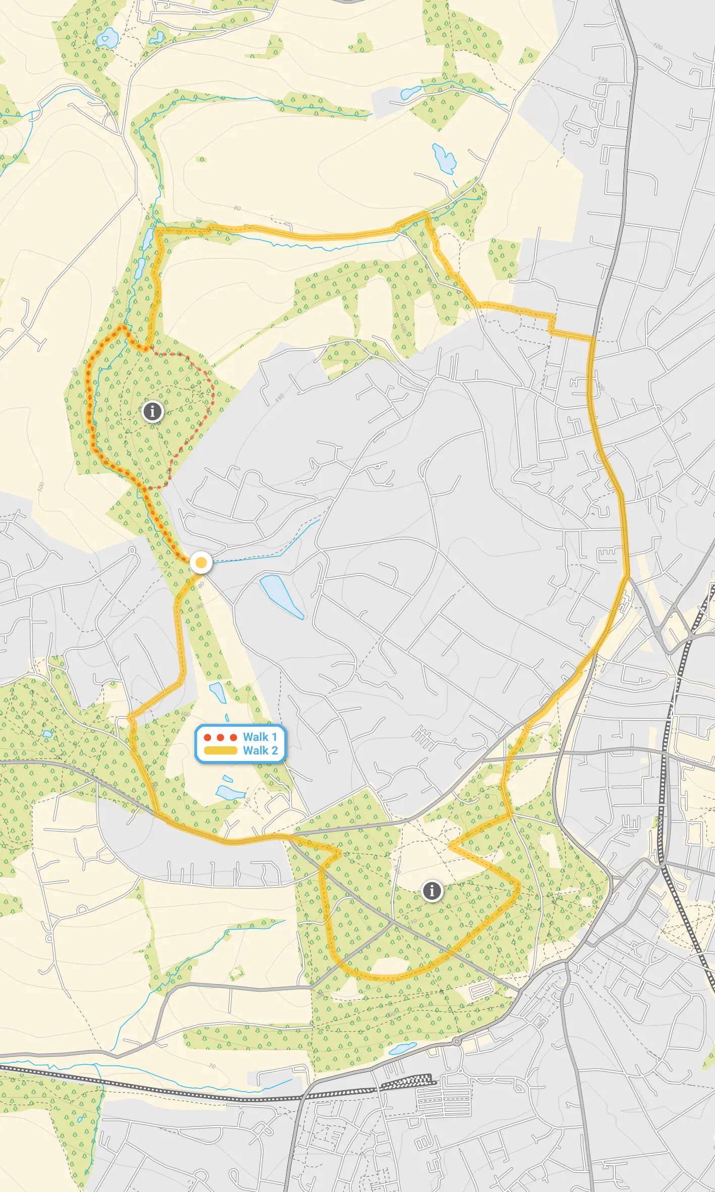 Route map for Hurst Wood Walk 1, a 1.25 mile circular walk in Kent