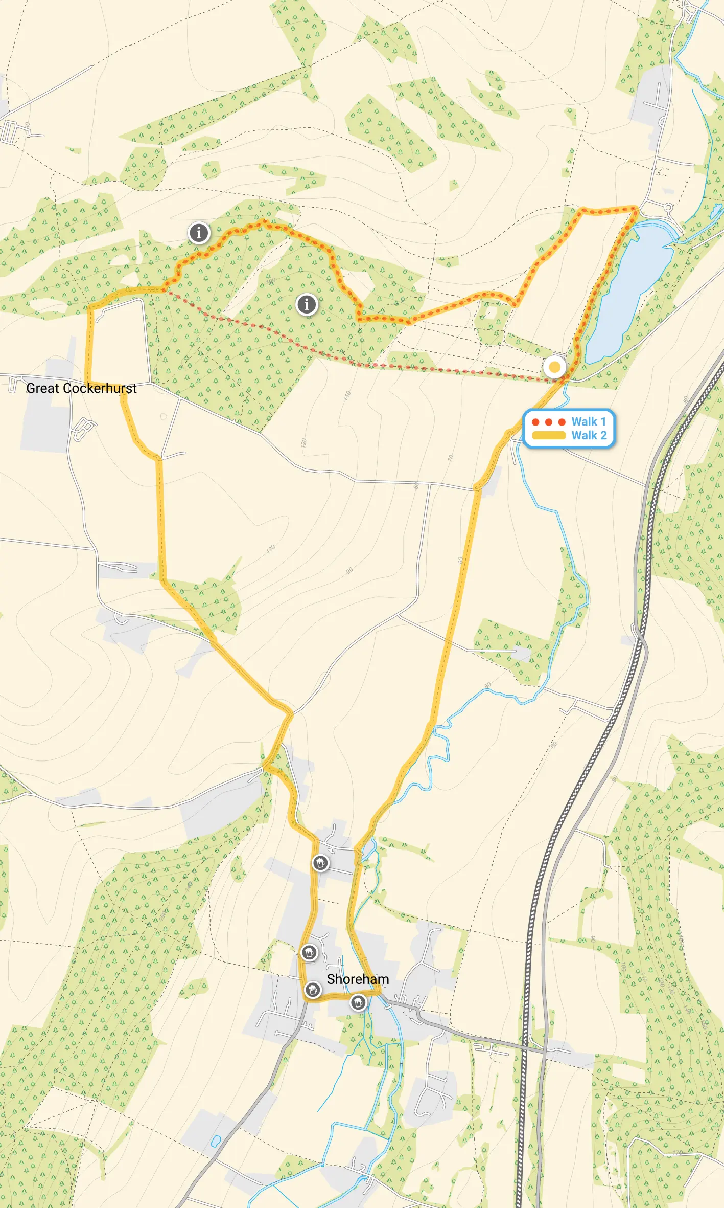 Route map for Lullingstone Park Walk 1, a 2.75 mile circular walk in Kent