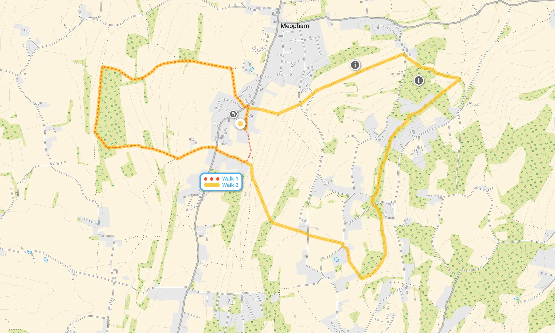Route map for Meopham Green Walk 1, a 2.75 mile circular walk in Kent
