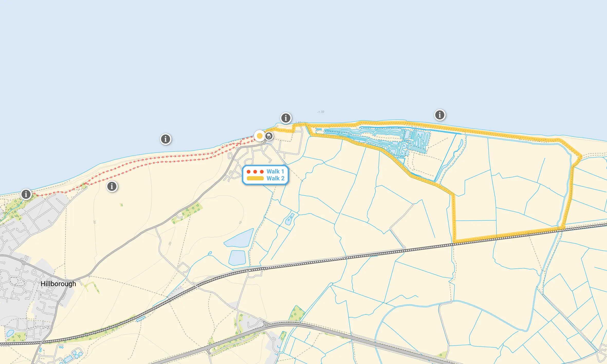 Route map for Reculver Park Walk 1, a 2.5 mile circular walk in Kent