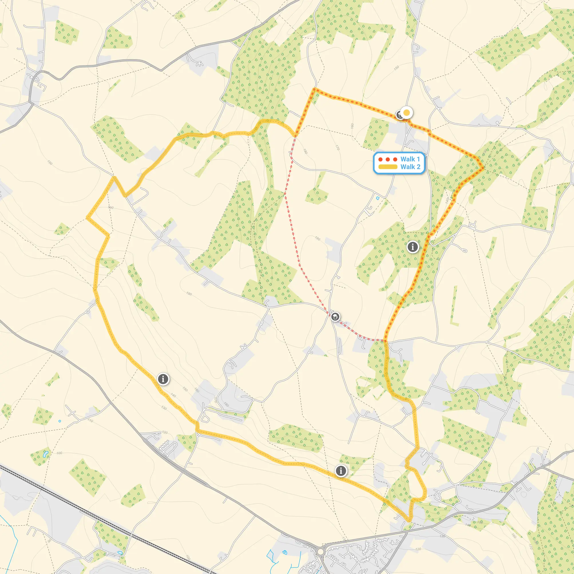 Route map for Stalisfield Green Walk 1, a 3.25 mile circular walk in Kent