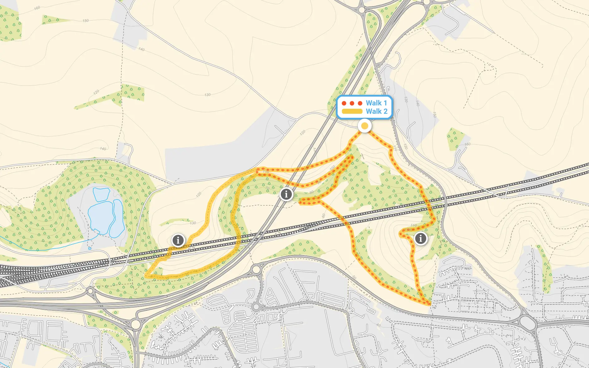 Route map for Sugarloaf Hill Walk 1, a 1.75 mile circular walk in Kent