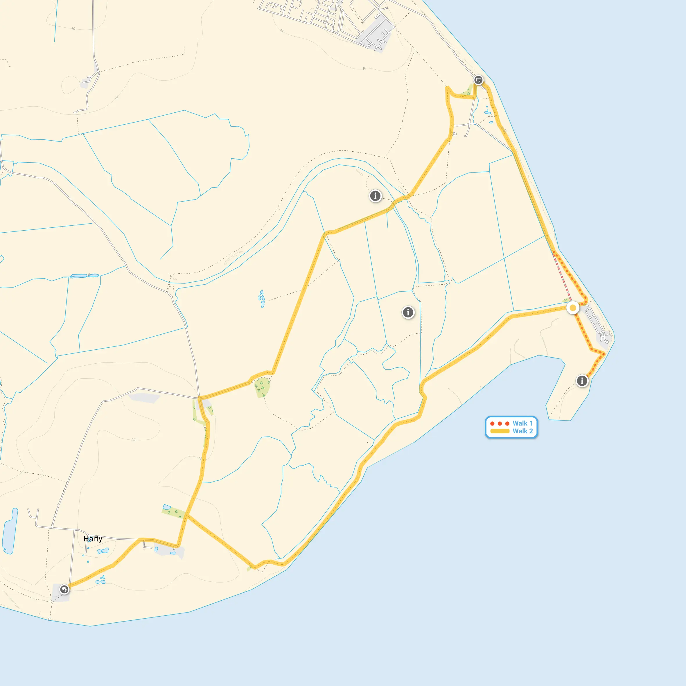 Route map for Swale Nature Reserve Walk 1, a 1.5 mile circular walk in Kent