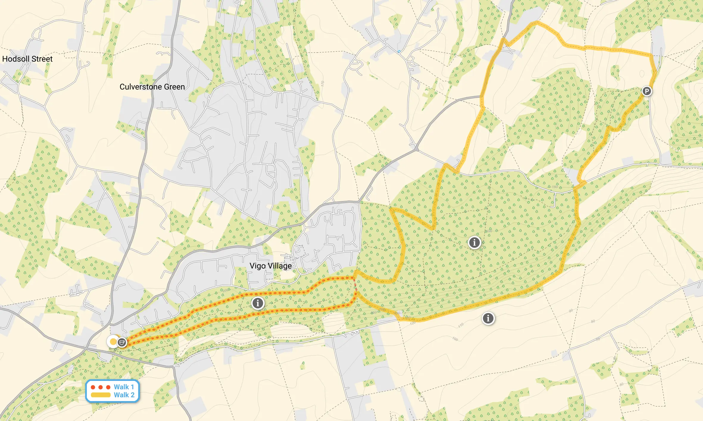 Route map for Trosley Country Park Walk 1, a 2.25 mile circular walk in Kent