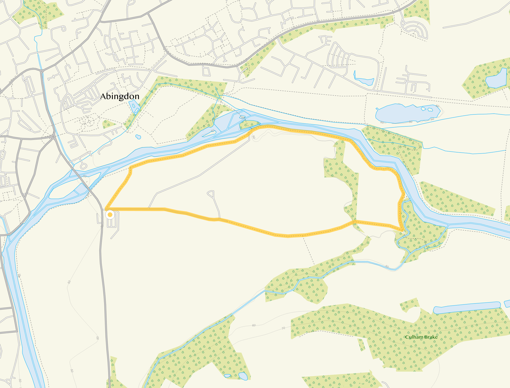 Route map for Abingdon, Oxfordshire