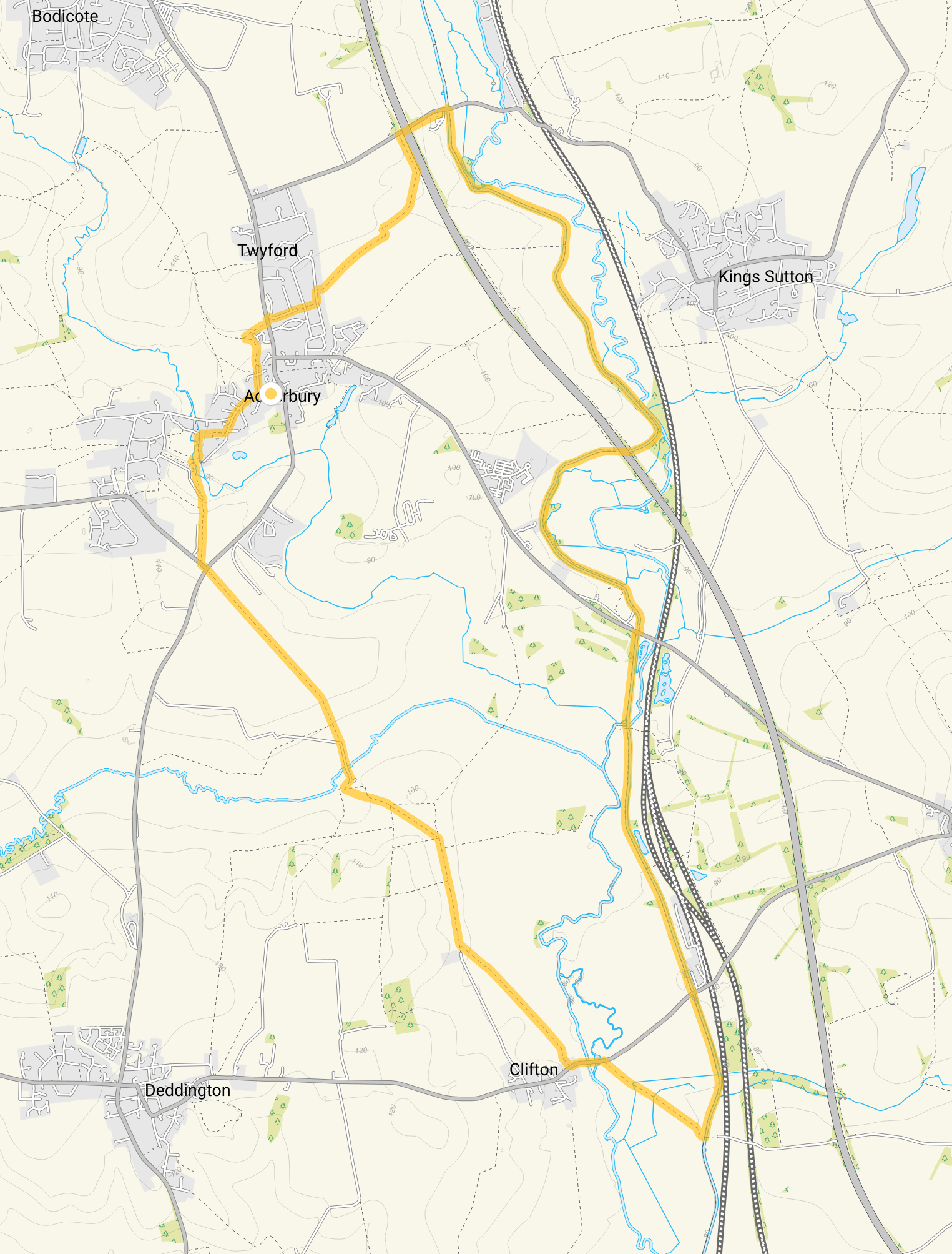 Route map for Adderbury Walk 3, a 9.75 mile circular walk in Oxfordshire