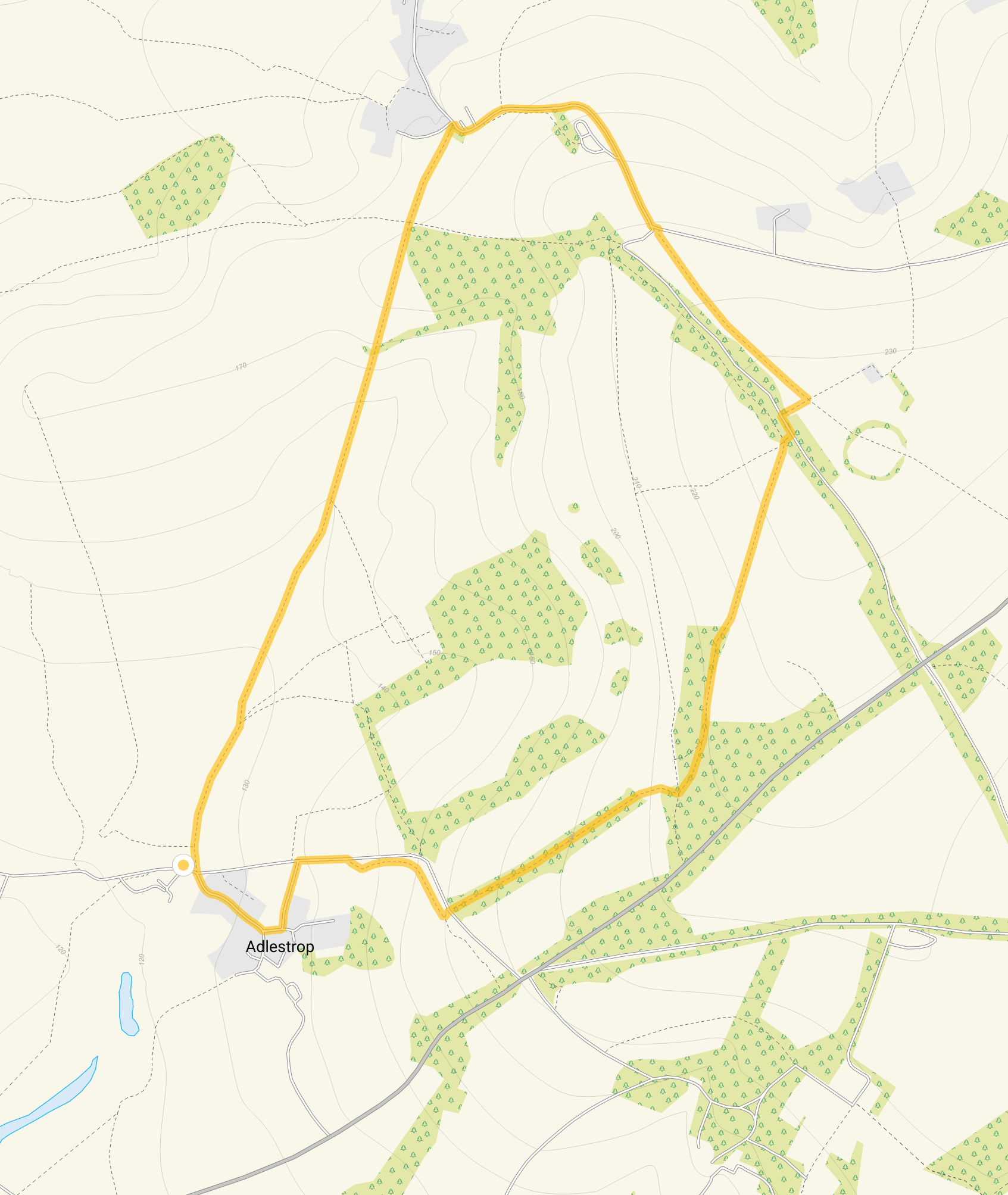 Route map for Adlestrop Walk 2, a 3.75 mile circular walk in Oxfordshire