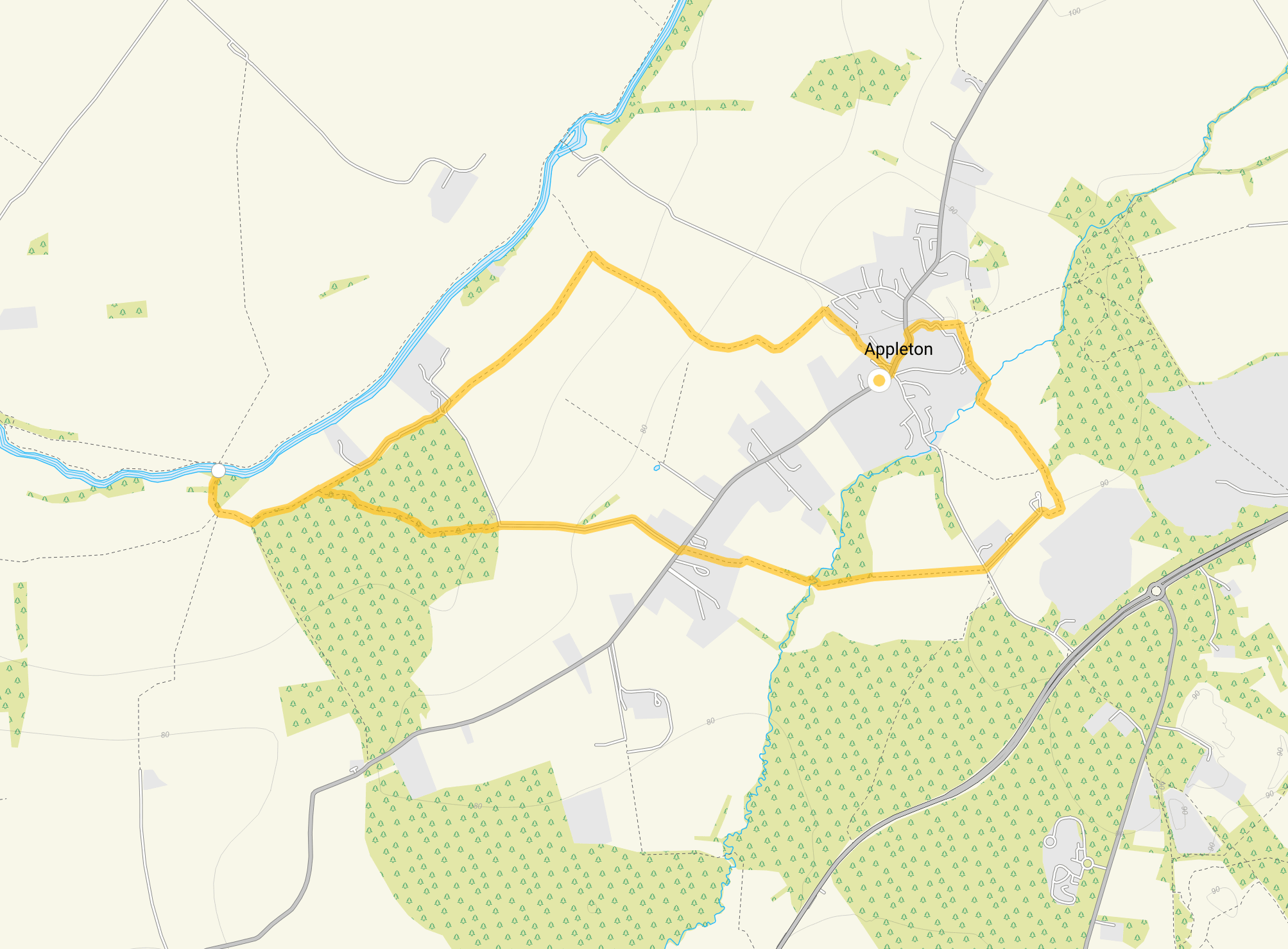 Route map for Appleton Walk, a 4.5 mile circular walk in Oxfordshire