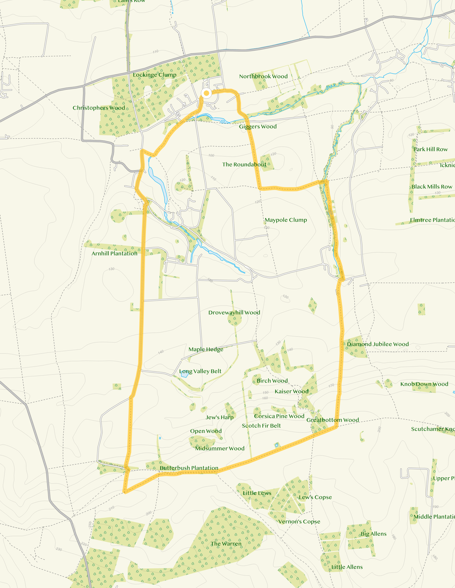 Route map for Ardington Walk 2, a 7.5 mile circular walk in Oxfordshire