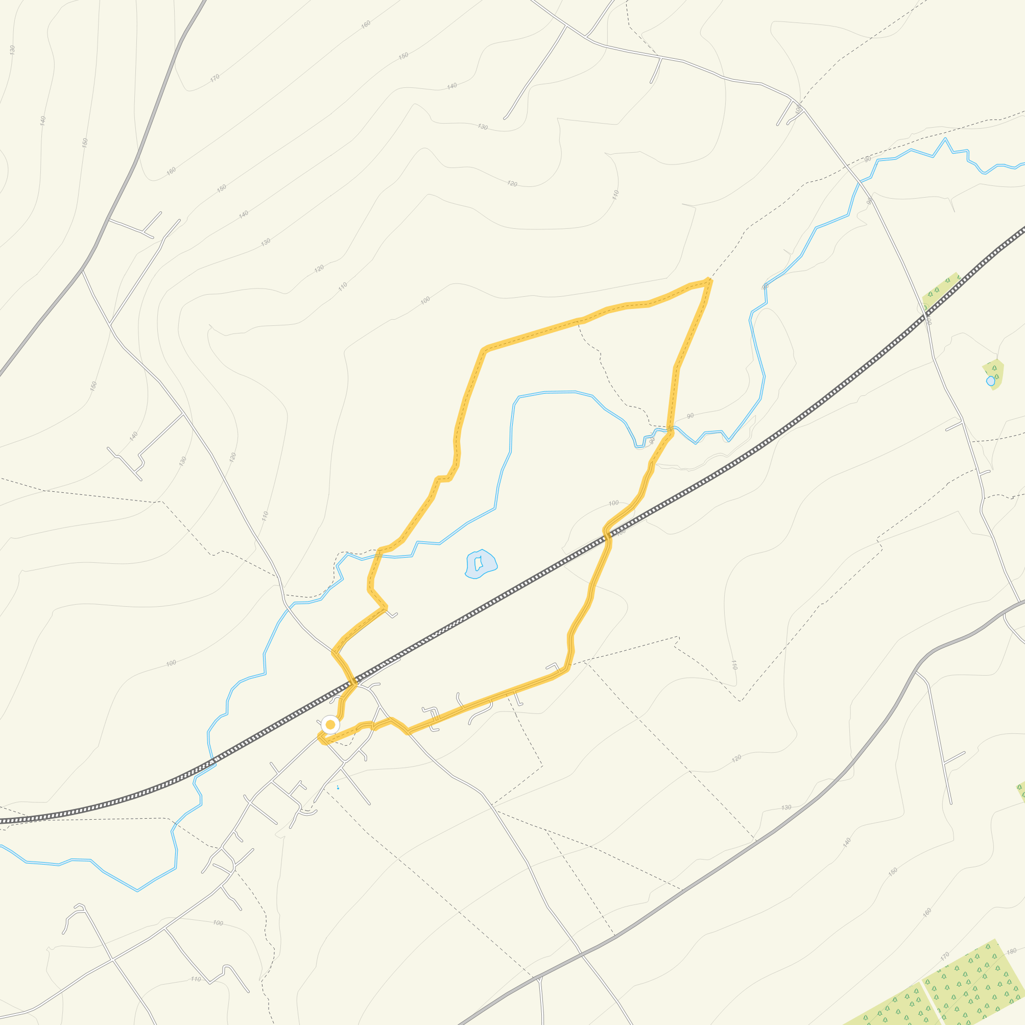 Route map for Ascott-under-Wychwood Walk 1, a 2.5 mile circular walk in Oxfordshire
