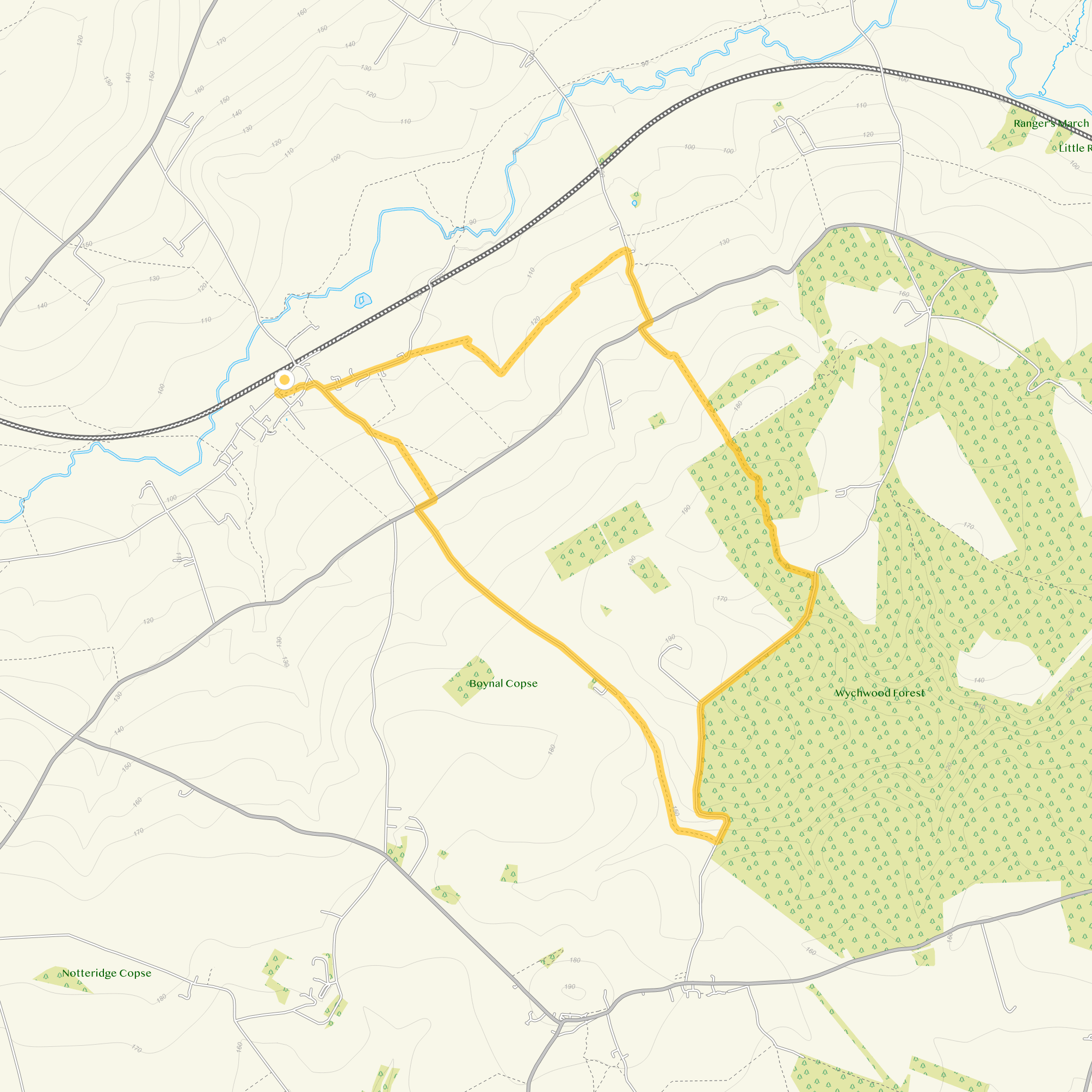 Route map for Ascott-under-Wychwood Walk 3, a 6.25 mile circular walk in Oxfordshire
