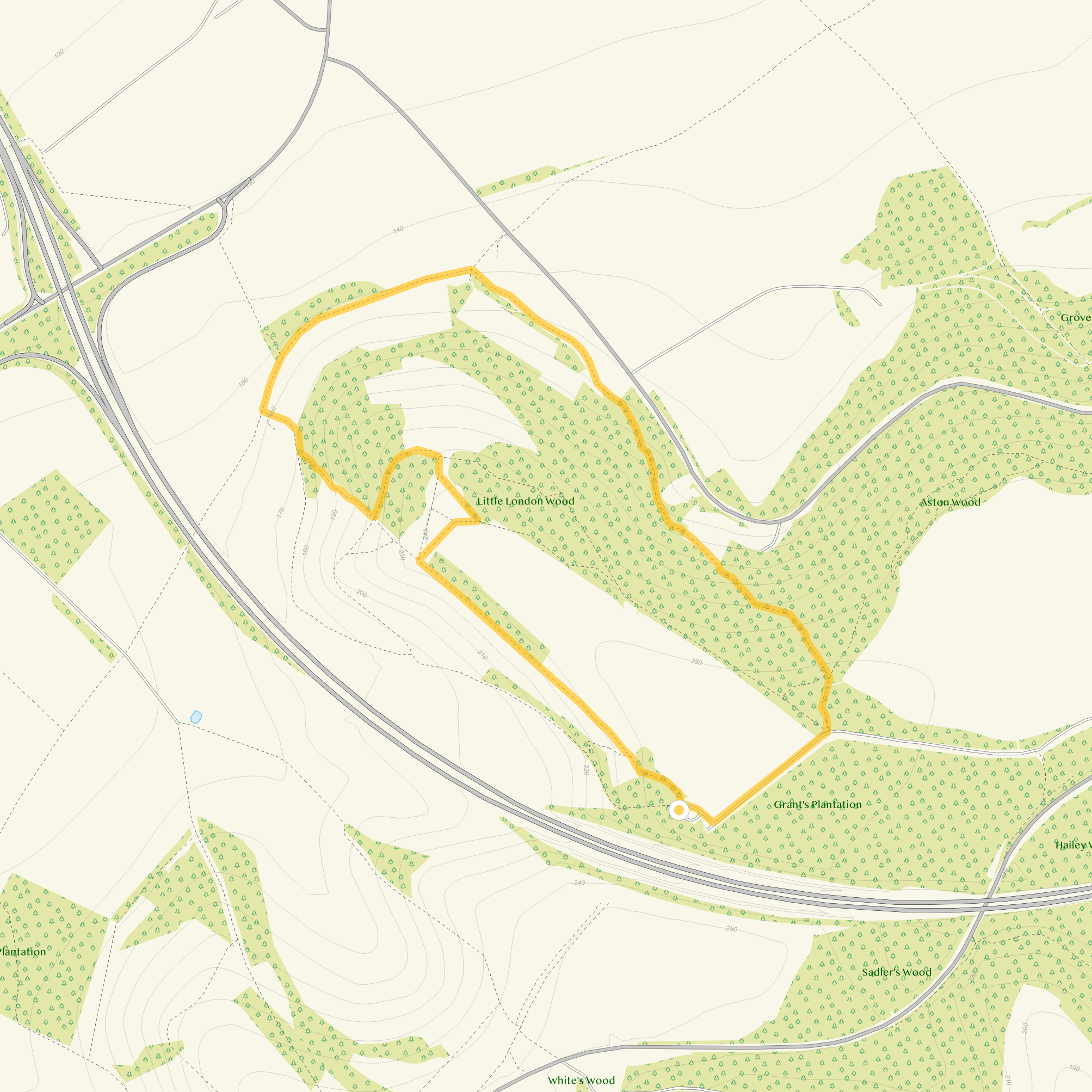 Route map for Aston Rowant Walk 1, a 2.25 mile circular walk in Oxfordshire