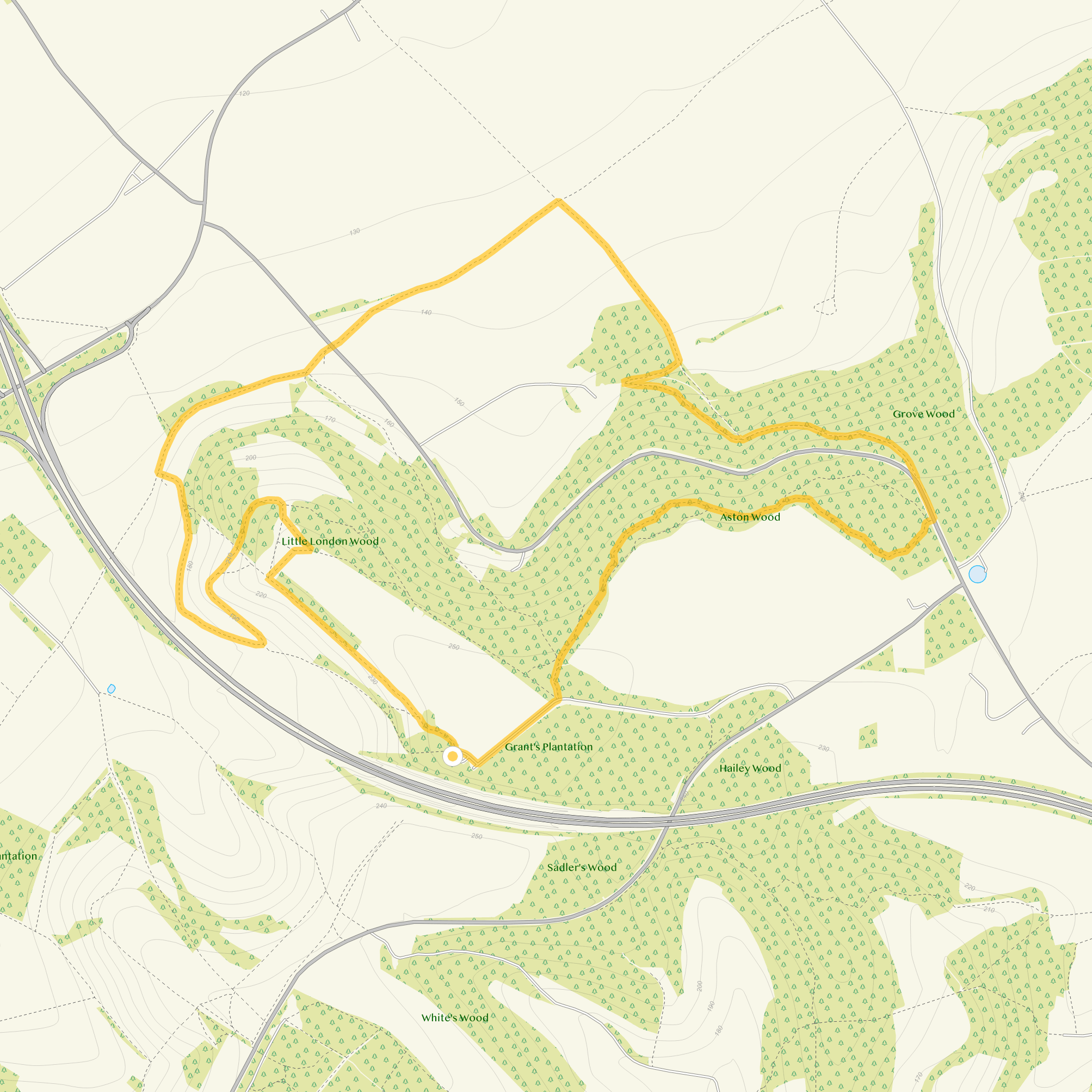 Route map for Aston Rowant Walk 2, a 5 mile circular walk in Oxfordshire