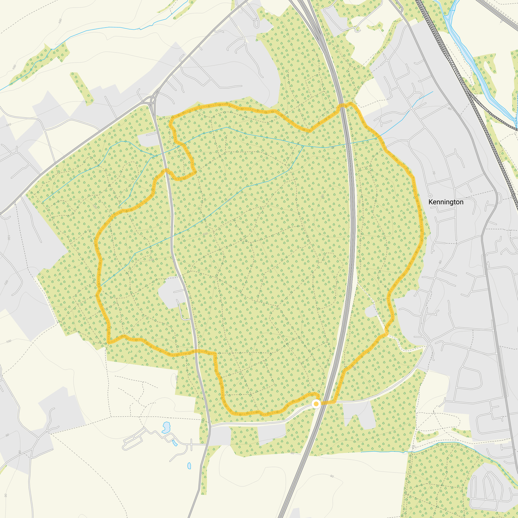 Route map for Bagley Wood Walk, a 3.5 mile circular walk in Oxfordshire