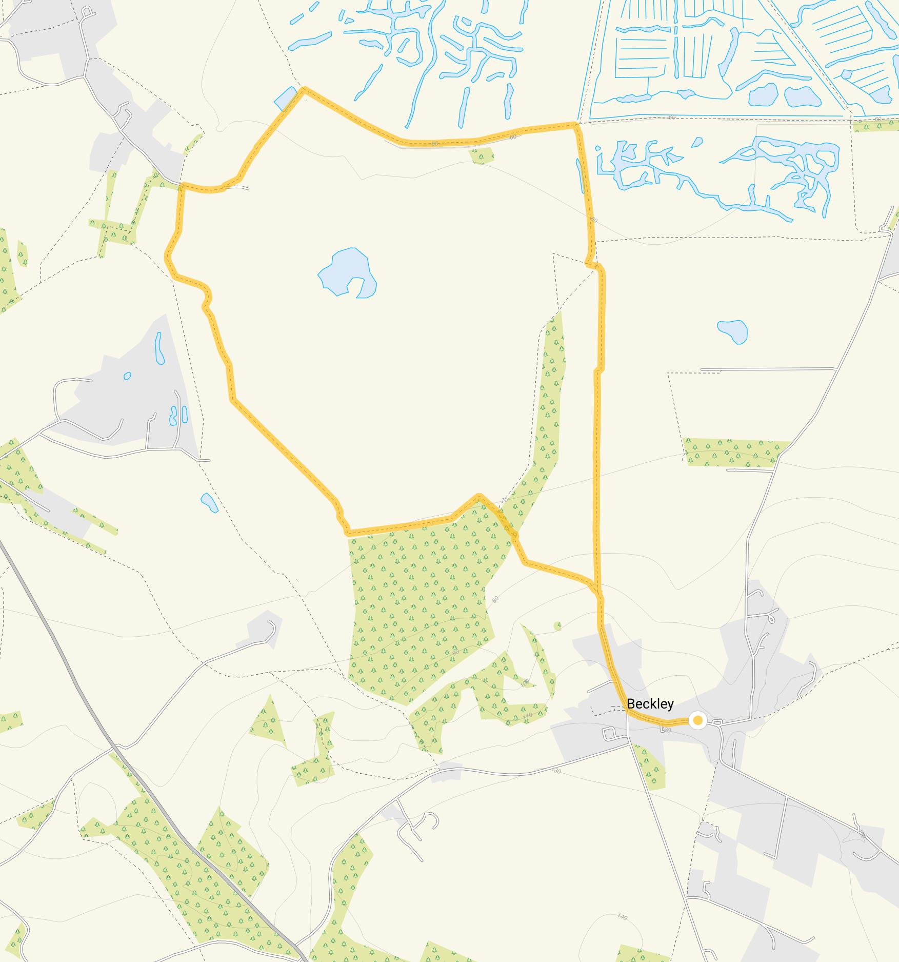 Route map for Beckley Walk 2, a 3.75 mile circular walk in Oxfordshire