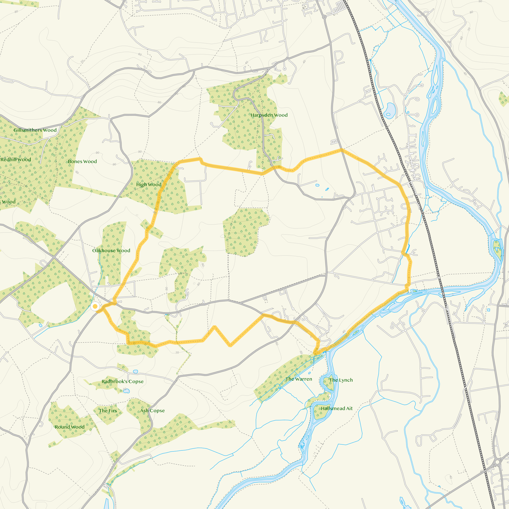 Route map for Binfield Heath Walk 3, a 6 mile circular walk in Oxfordshire