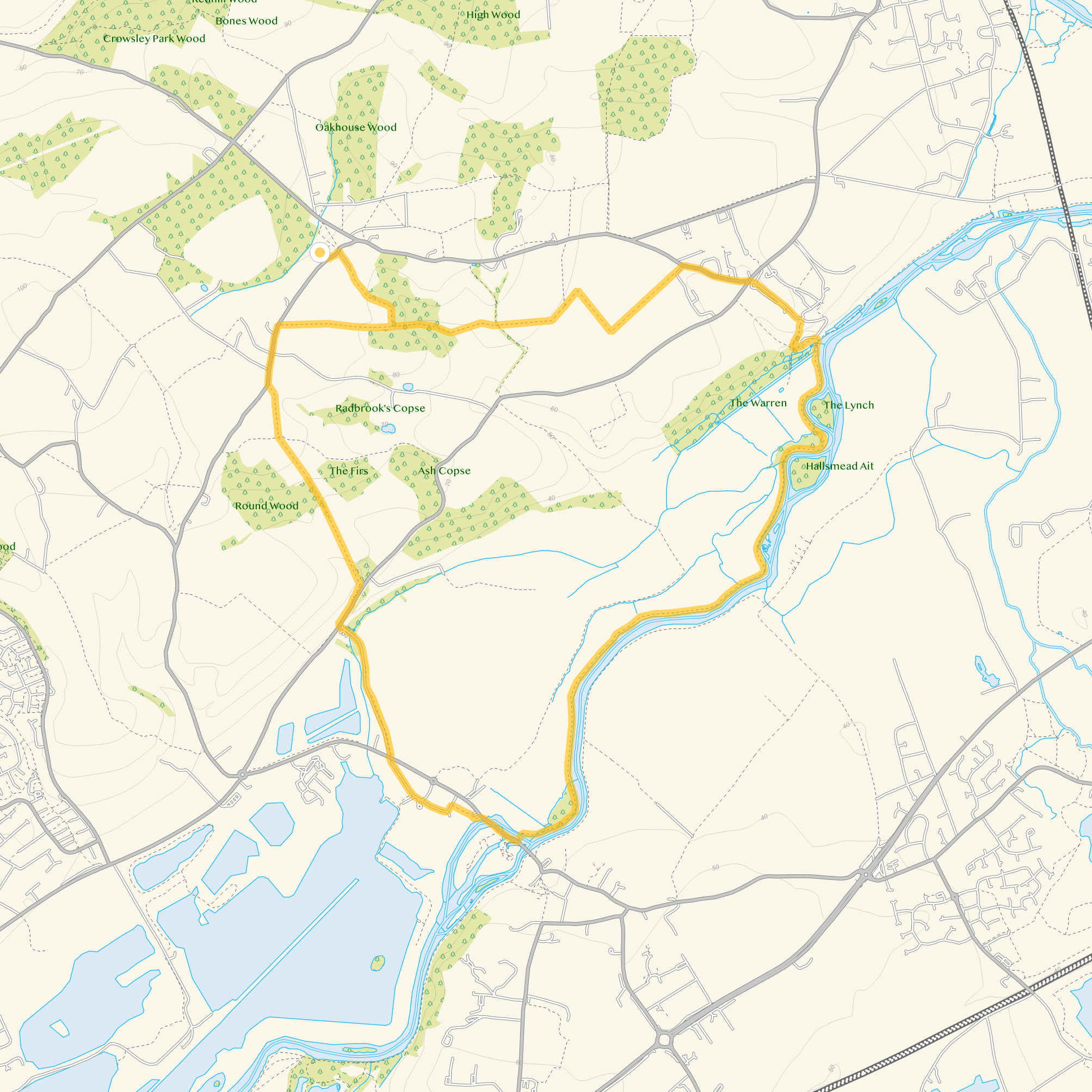 Route map for Binfield Heath Walk 4, a 6.5 mile circular walk in Oxfordshire