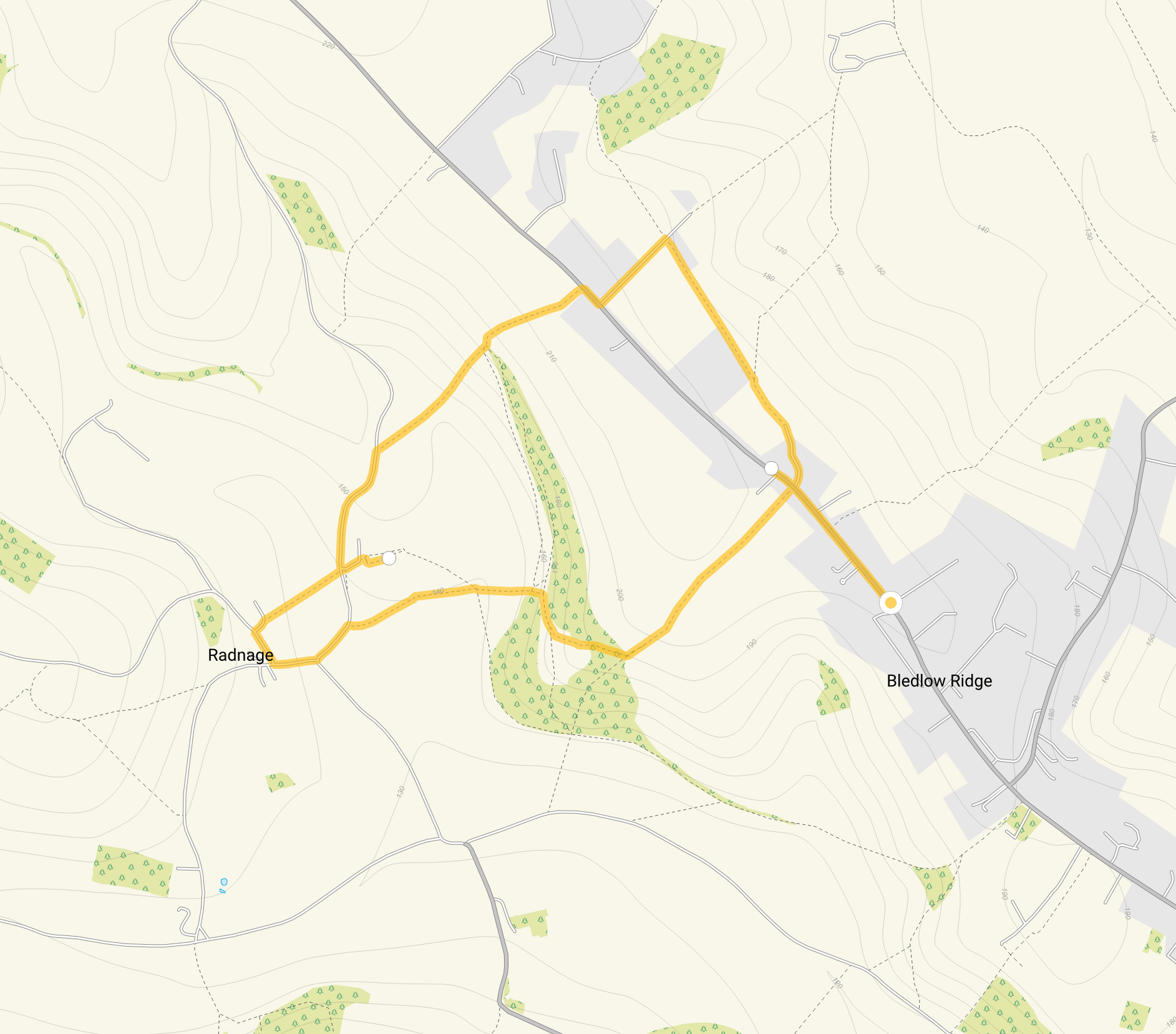 Route map for Bledlow Ridge Walk 1, a 2.5 mile circular walk in Oxfordshire