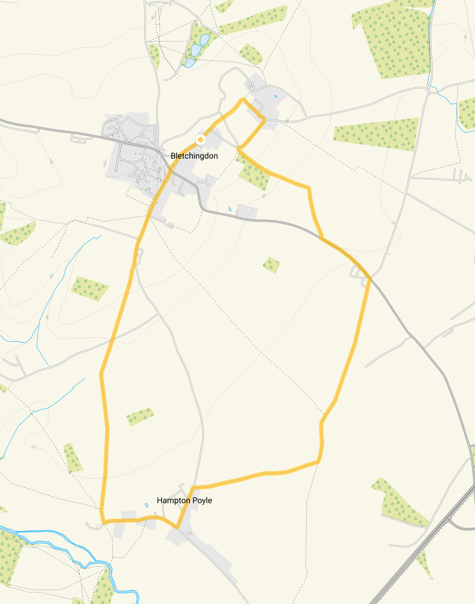 Route map for Bletchingdon Walk, a 4.25 mile circular walk in Oxfordshire