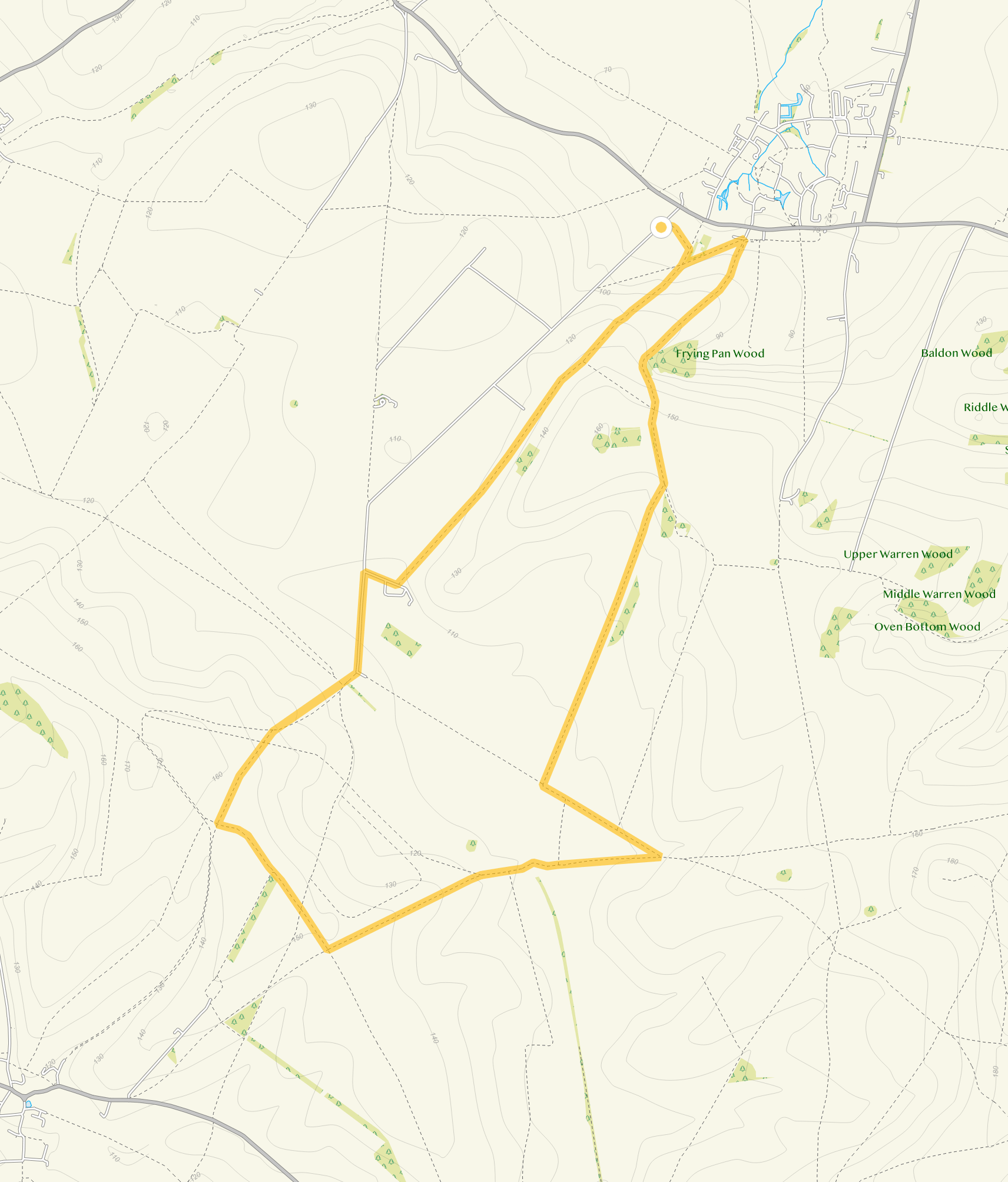 Route map for Blewbury Walk 2, a 6.75 mile circular walk in Oxfordshire