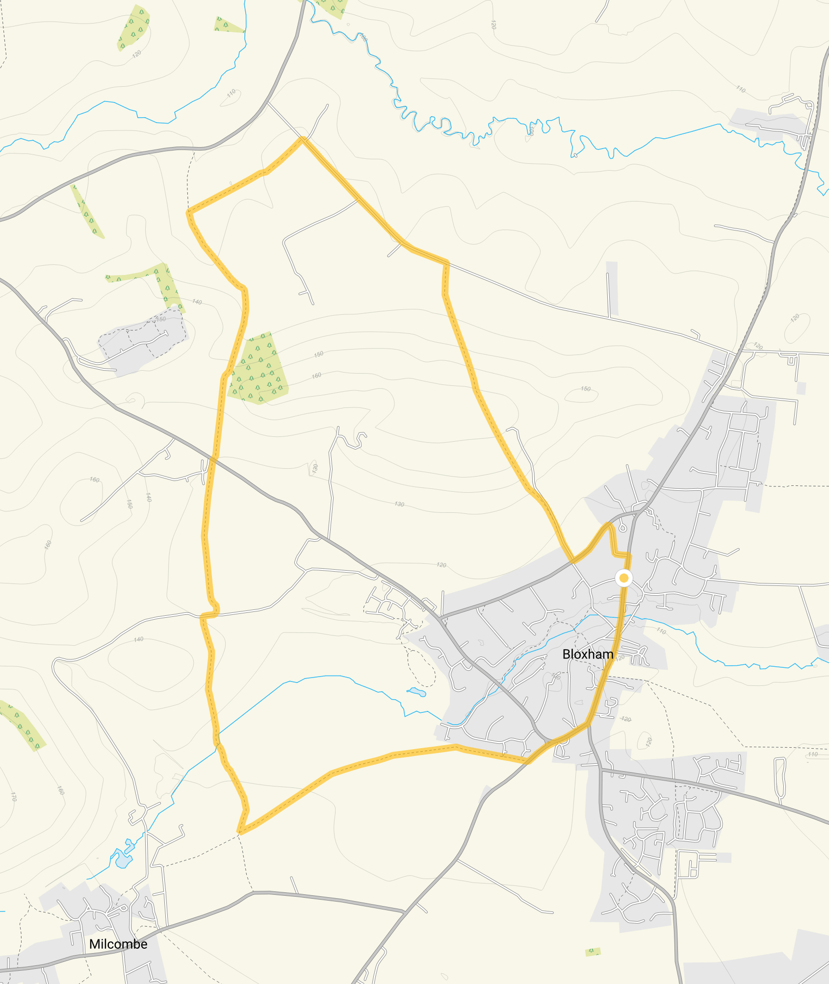Route map for Bloxham Walk, a 4.5 mile circular walk in Oxfordshire