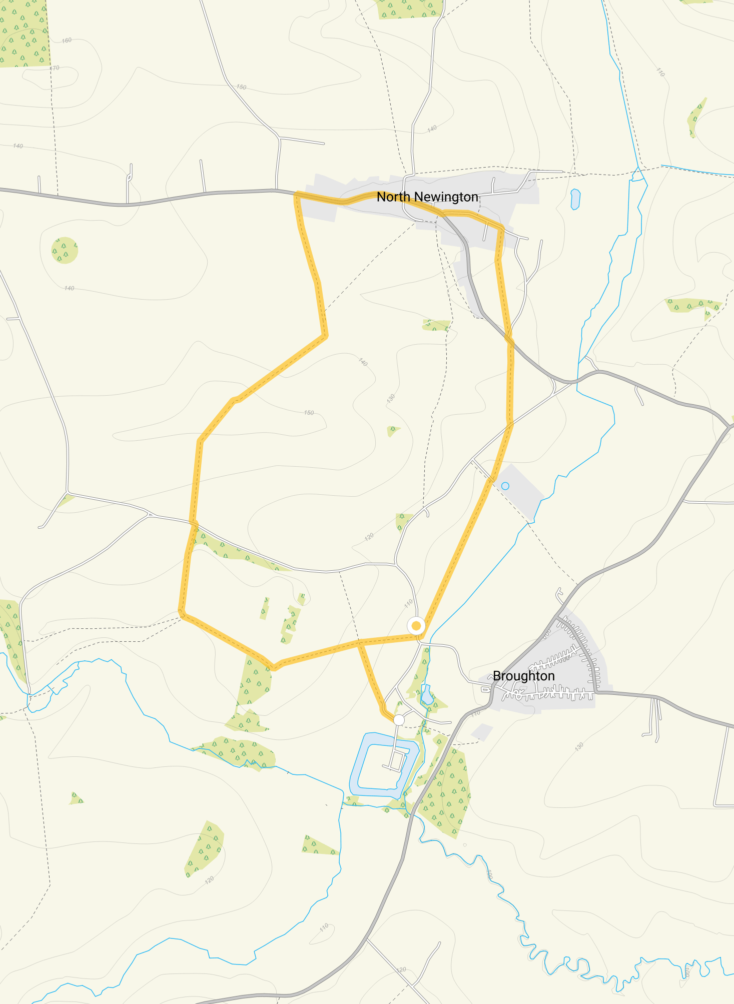 Route map for Broughton Walk, a 3 mile circular walk in Oxfordshire